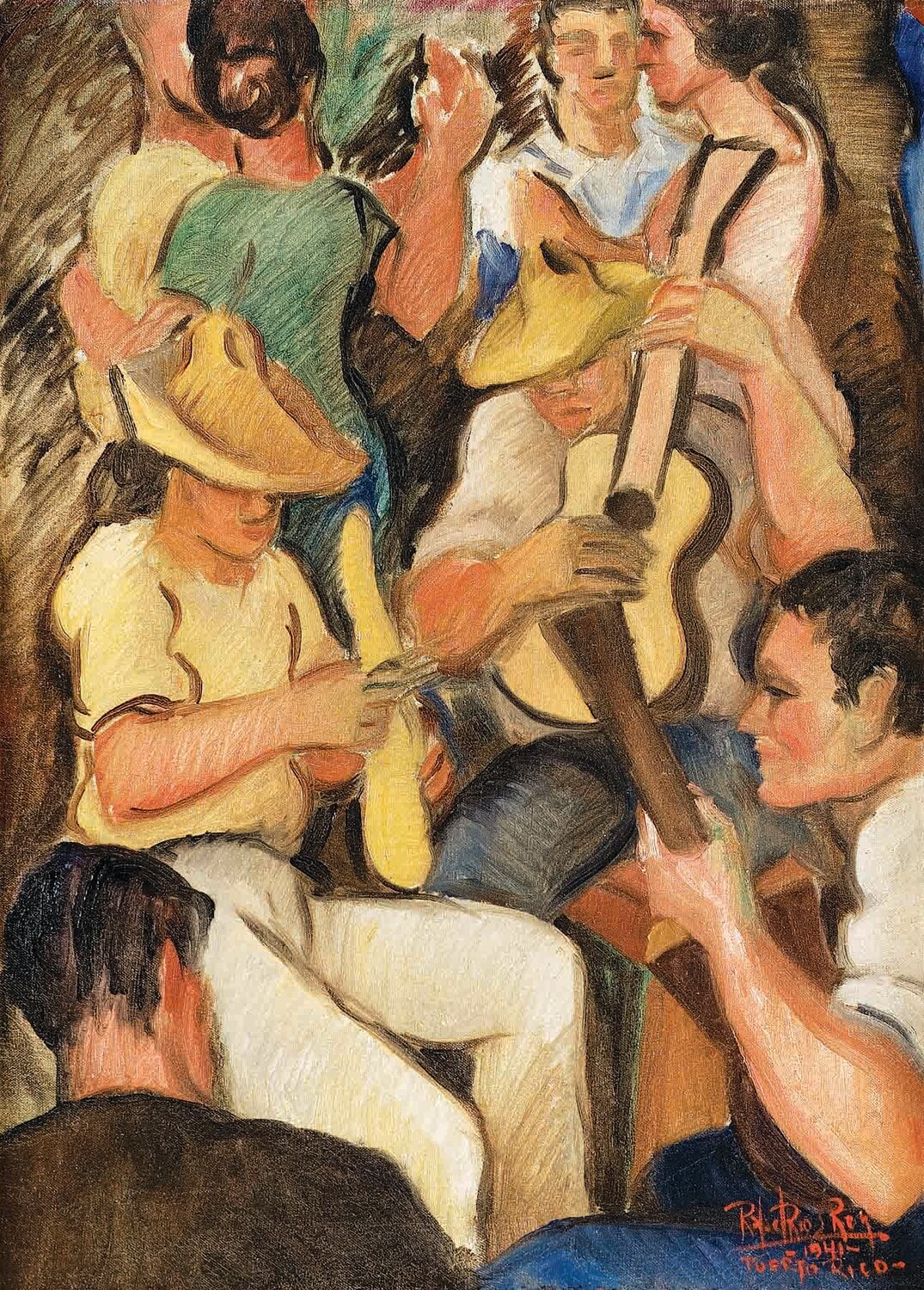 “Party during the Christmas Season / La parranda,” is a 1941, oil on canvas, by Rafael Ríos Rey (1911-1980), part of “Nostalgia for My Island” from Museo de Arte de Ponce. The Luis A. Ferré Foundation, Inc. Gift of Luis A. Ferré.