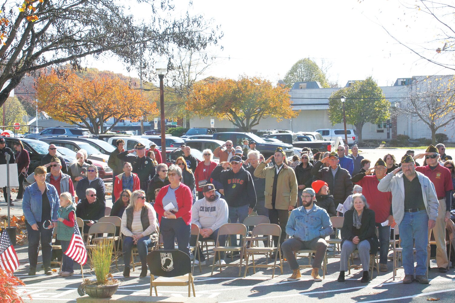 Community members attend the Veterans Day ceremony in Lambertville.