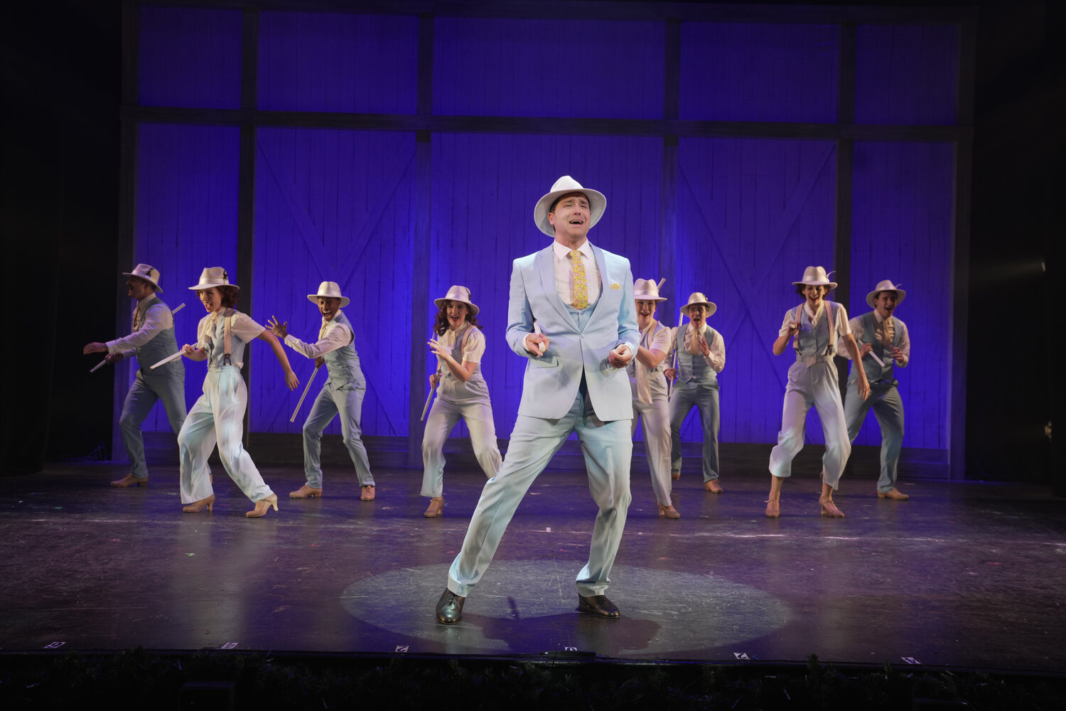 Jeremiah James performs with the cast of “Irving Berlin’s White Christmas” at Bucks County Playhouse through Dec. 31.