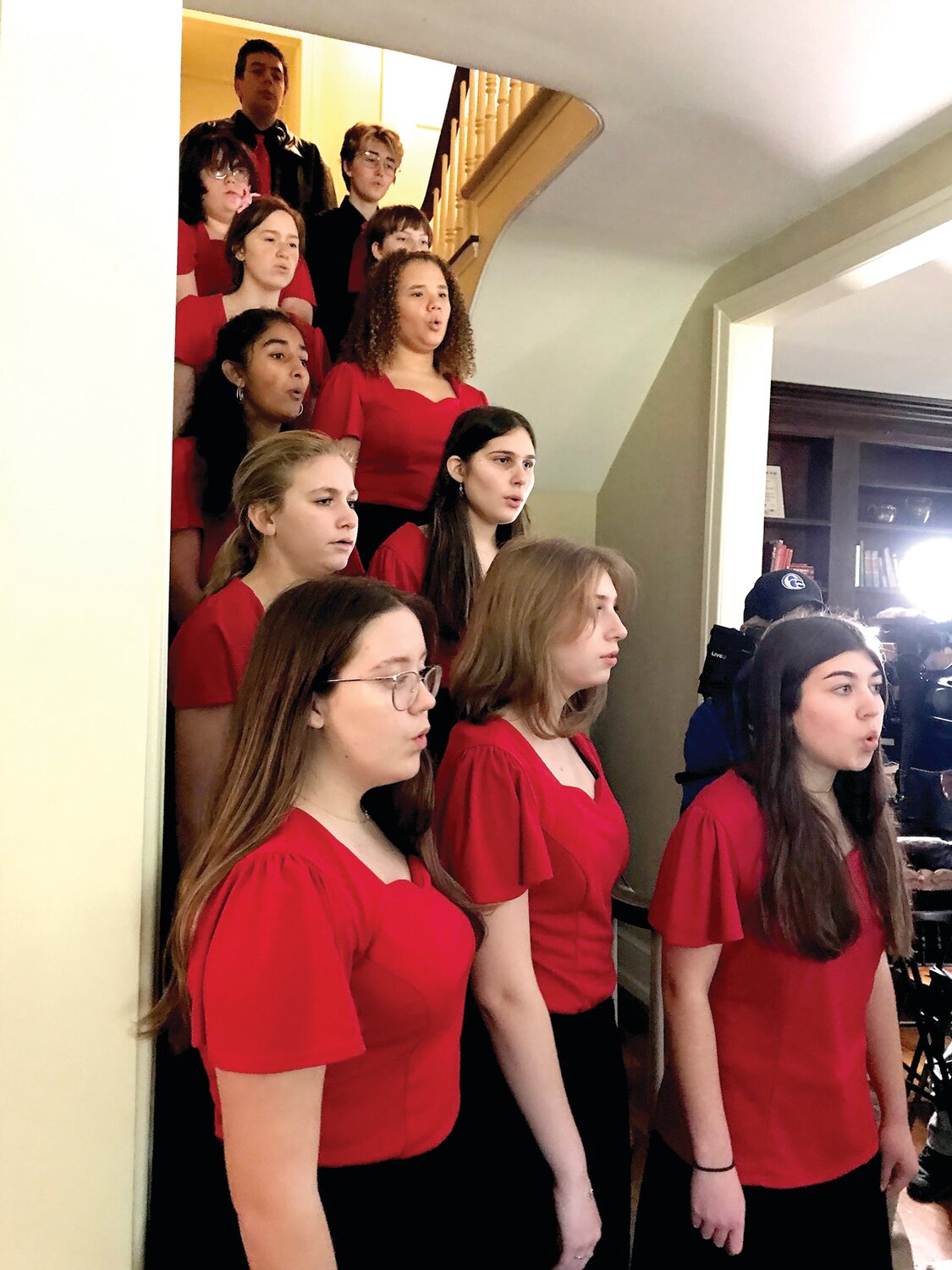 Lenape Middle School Select Choir singers perform one of Richard Rodgers and Oscar Hammerstein’s songs during the celebration of the purchase of Highland Farm.