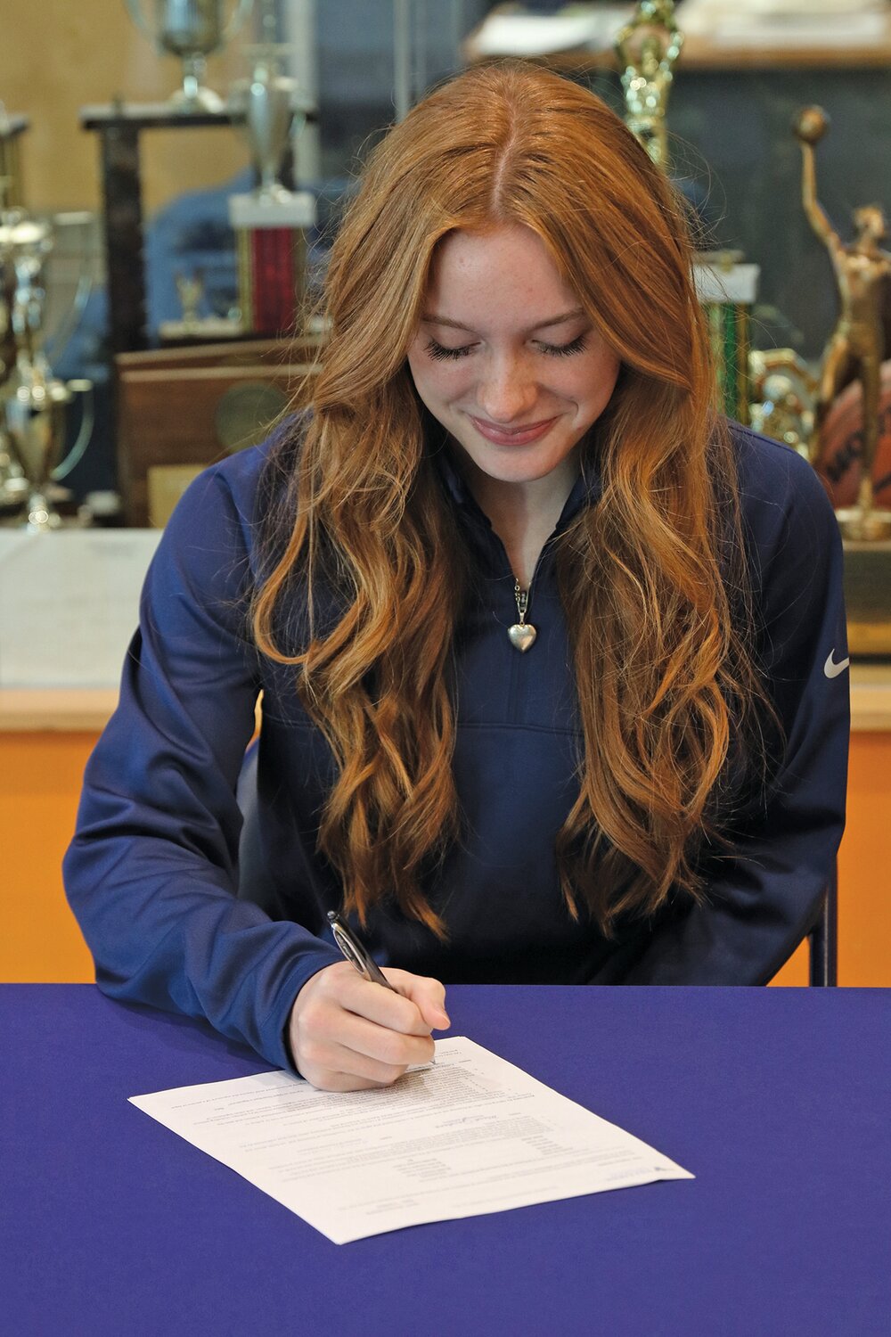 Solebury School senior Kate Shipley signs her letter of intent to join the women’s rowing program at Villanova University.