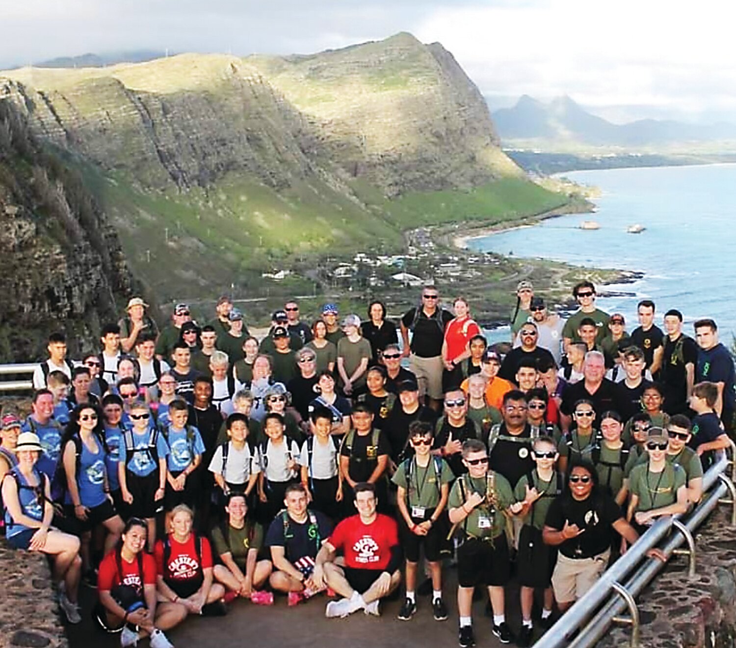Young Marines from 28 units across the nation begin their week of service during the Pearl Harbor remembrance on Oahu, Hawaii, at the Mokapu’u Lighthouse.