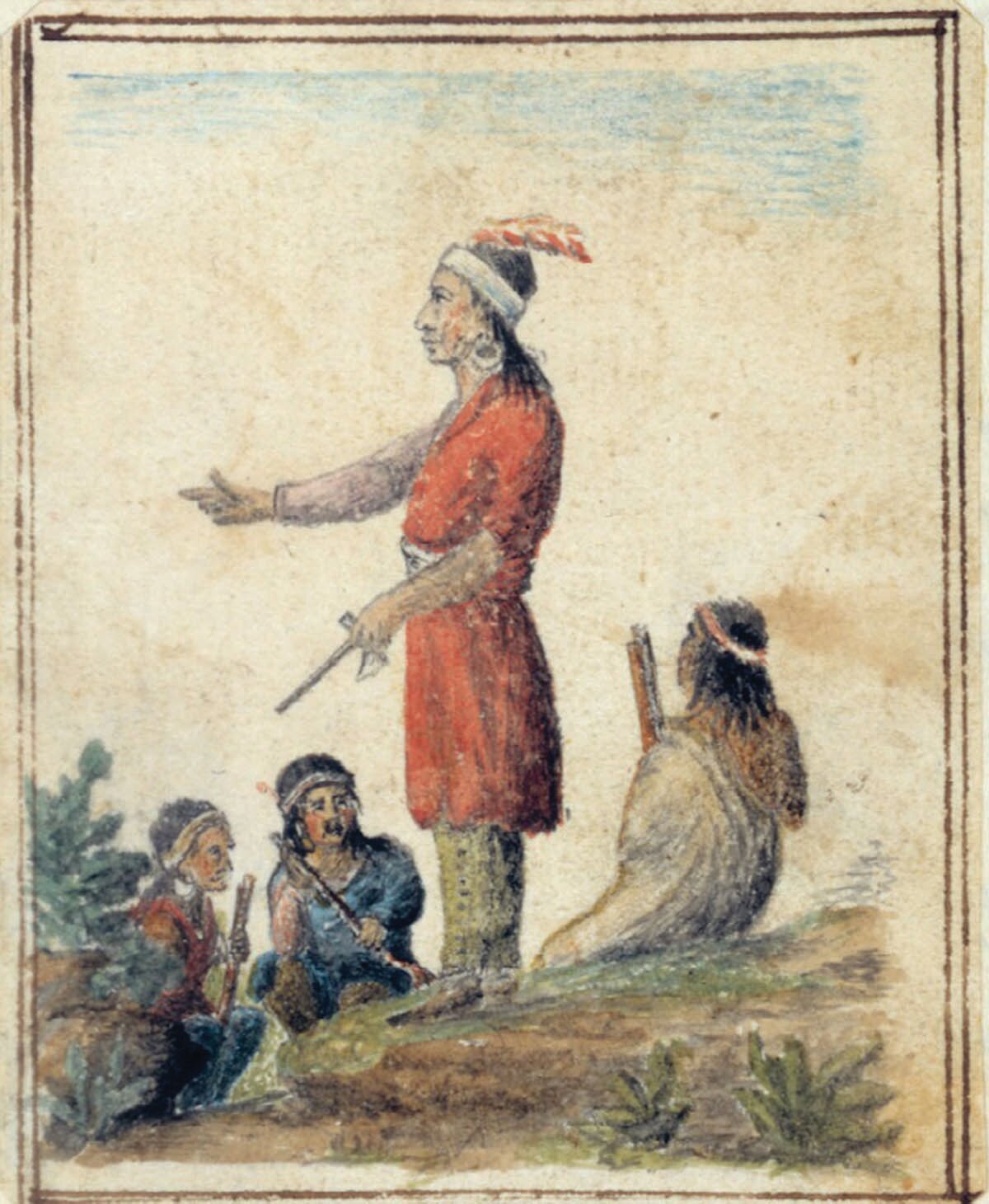 An artistic rendering of Nutimus, one of the Lenape chiefs.