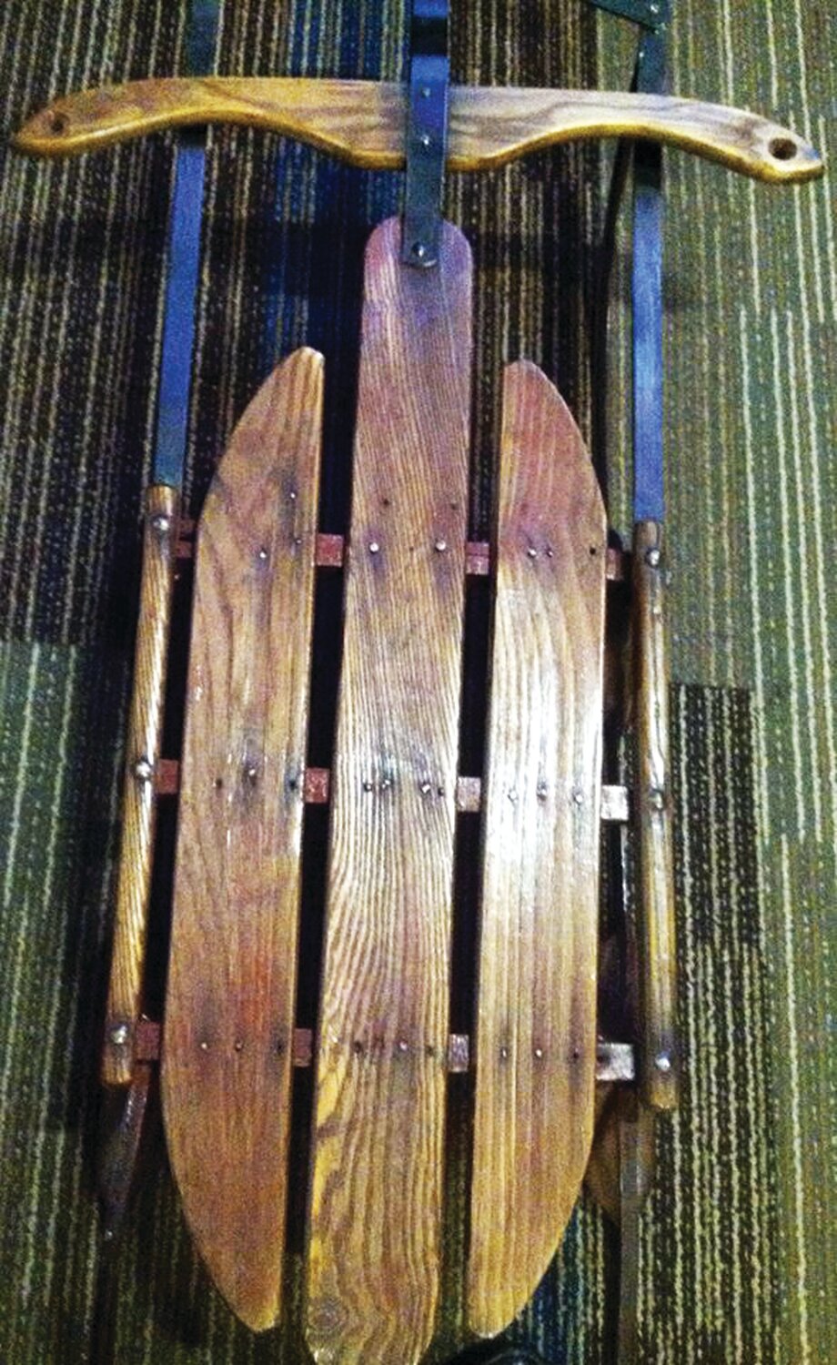 Vintage oak sled, circa 1960s-70s.