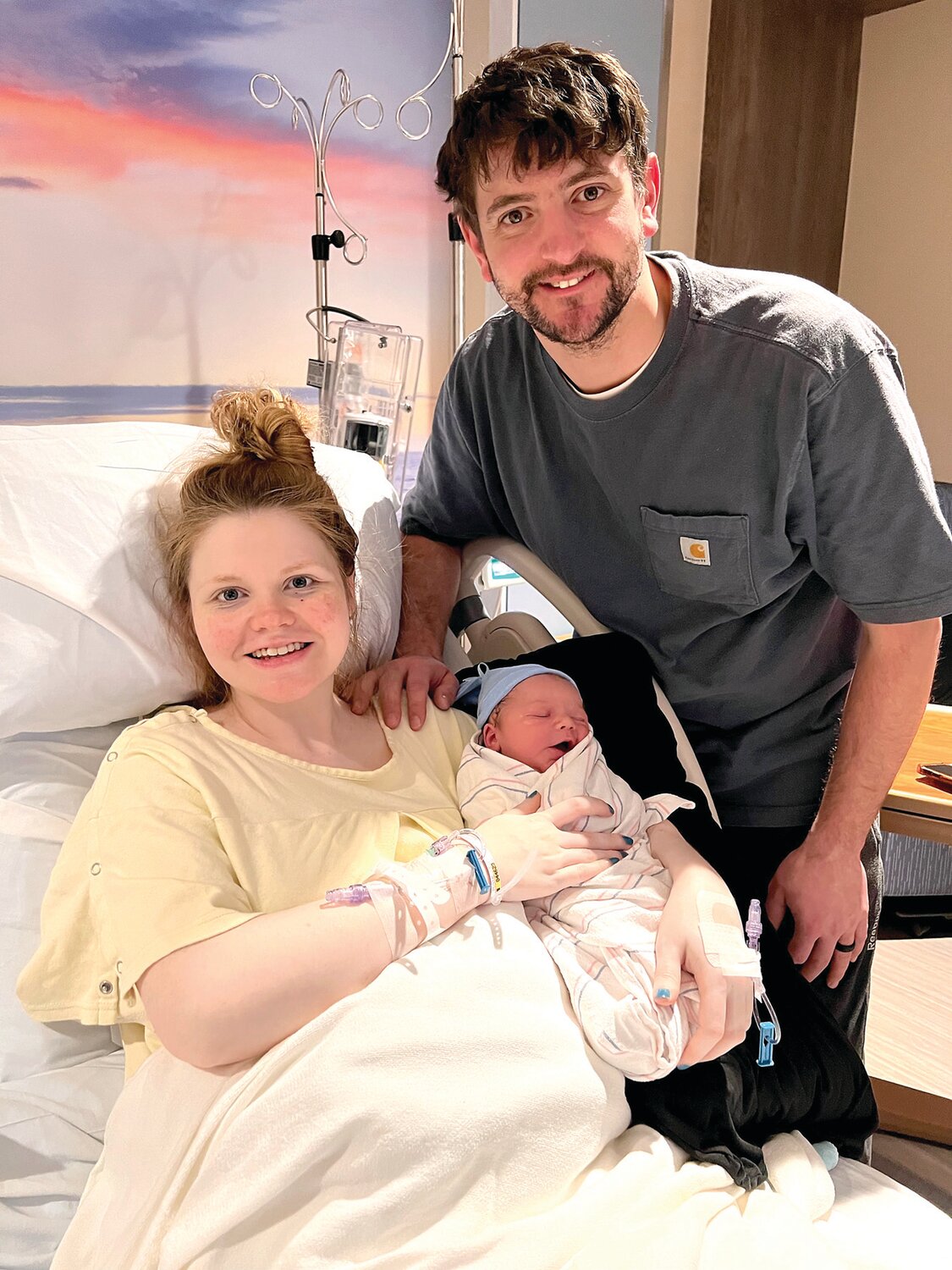 Ashley and Joshua Tillinghast pose with their newborn, Miles, St. Luke’s University Health Network’s first baby of 2024. Delivered at 2:52 a.m. Jan. 1 at St. Luke’s Anderson Campus in Easton, baby boy Miles came into the world weighing 8 pounds, 8 ounces and measuring 21 inches in length.
