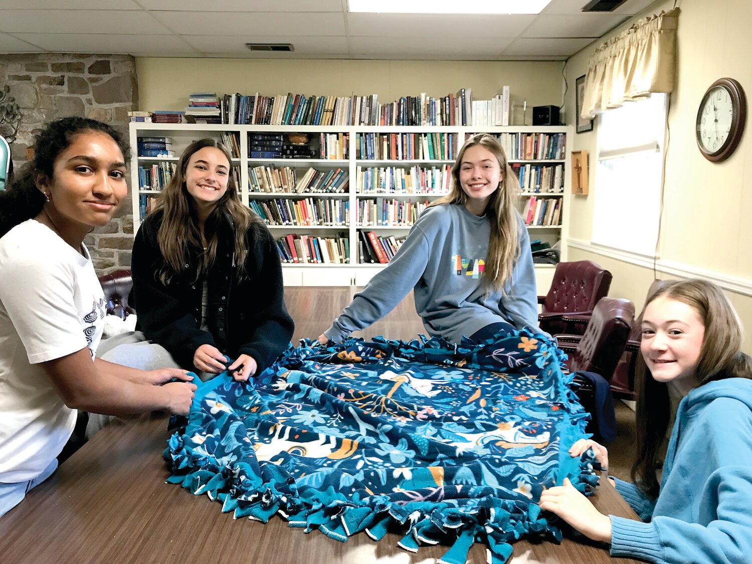 New Hope-Solebury School District students made no-sew blankets during last year’s MLK Day of Service at Thompson Memorial Presbyterian Church in New Hope.