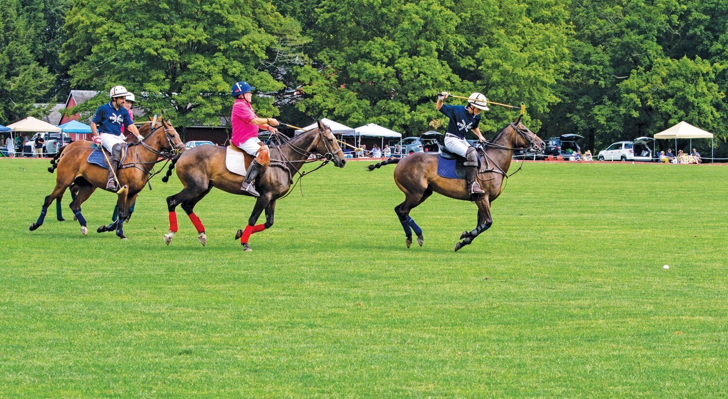 Wind Mill and New Hope polo players chase take part in a tilt at the Tinicum Park Polo Club.