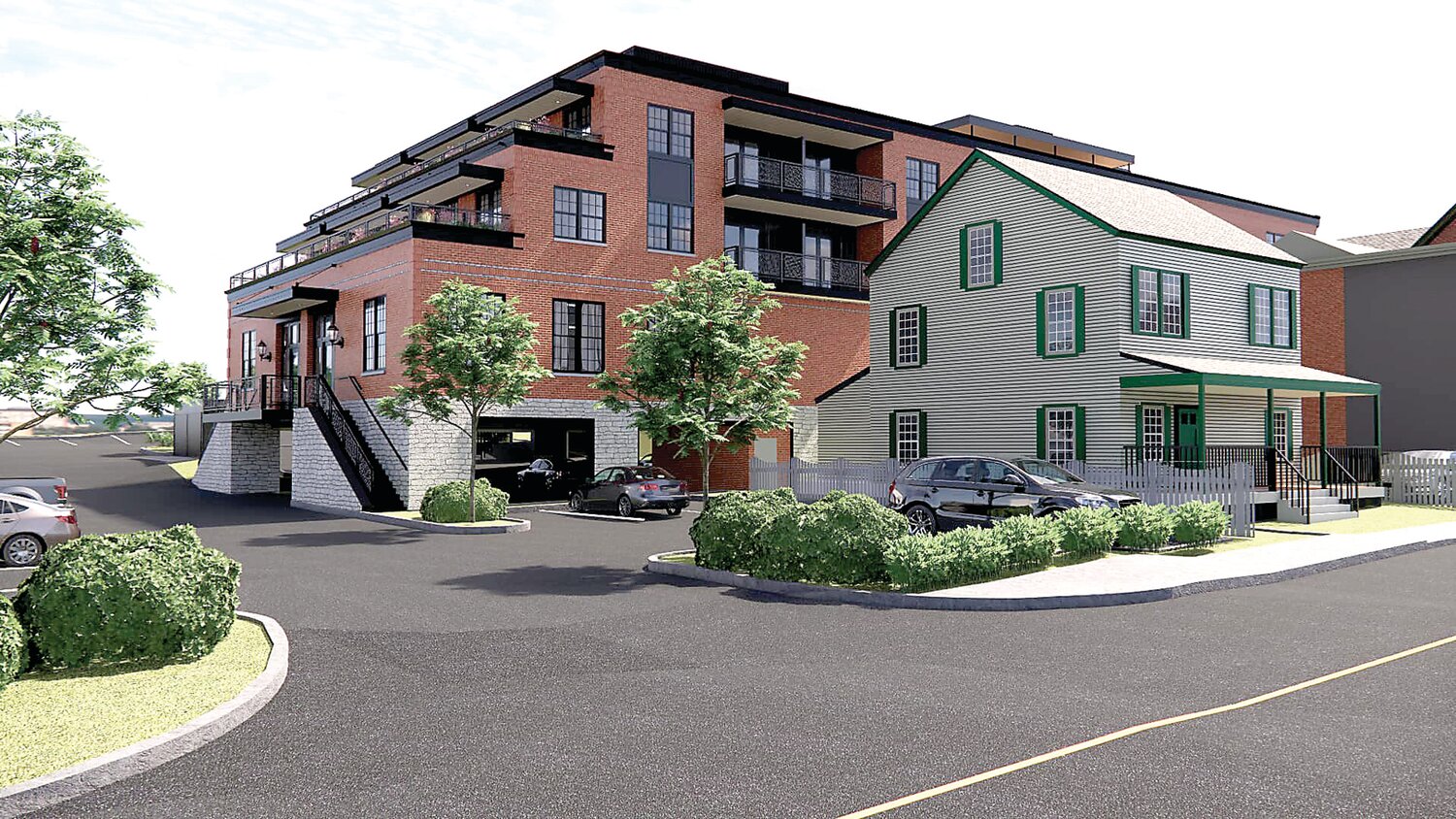 A rendering of the “boutique” hotel planned for the site of the former Doylestown Borough Hall on West Court Street.