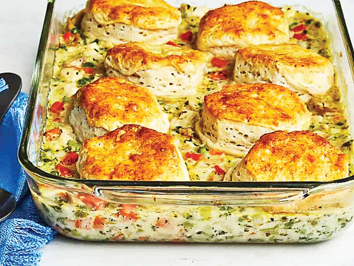Winter is a great time to experiment with new recipes, even if you are having a Dry January. This easy pot pie is topped with biscuits.