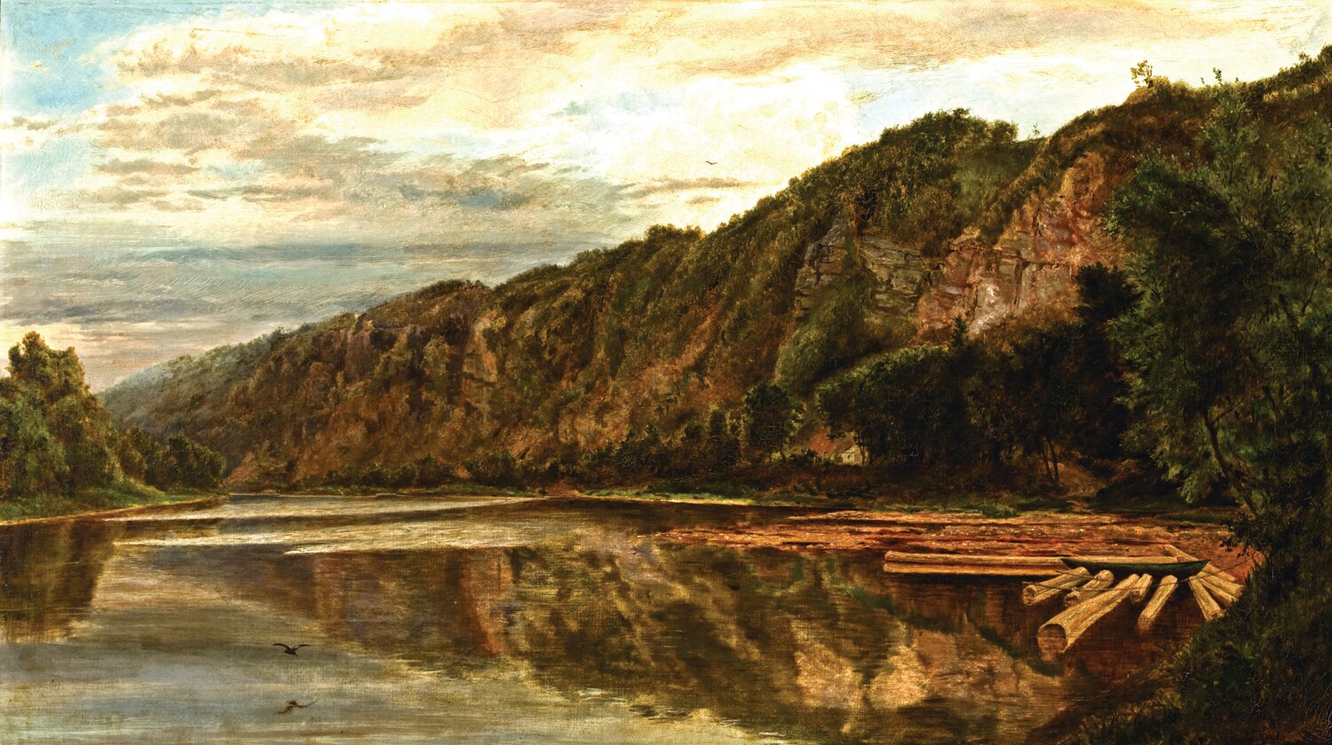 Thomas P. Otter (1832-1890), The Palisades at Nockamixon (also known as Nockamixon Narrows of the Delaware), 1875, oil on canvas, 16 ¼ x 28 ¼ inches. James A. Michener Art Museum. Gift of the Pennsylvania Academy of the Fine Arts through the bequest of Kenneth W. Gemmill.