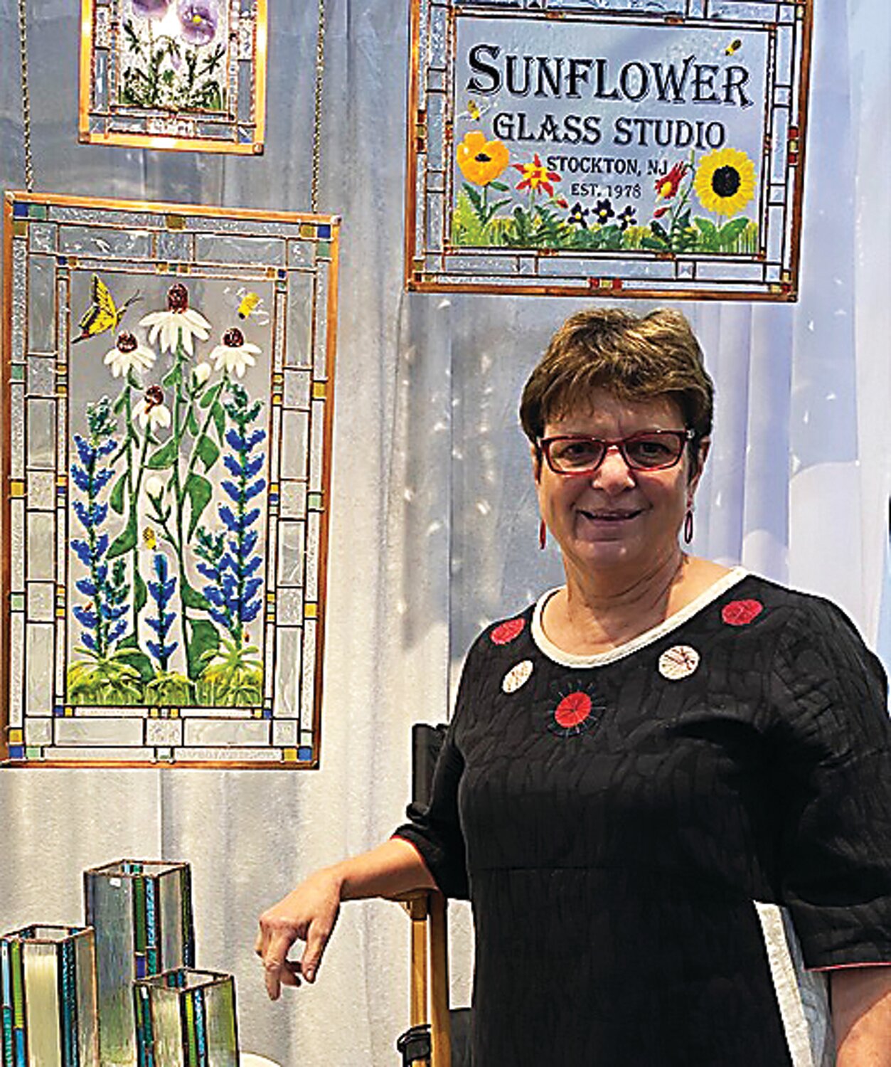 Karen Caldwell is the lead designer for Sunflower Glass Studio in Stockton N.J.