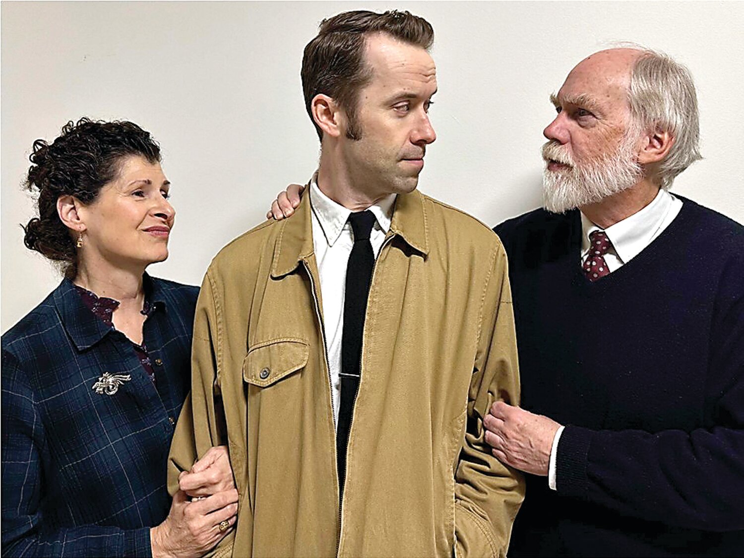 Janet Quartarone of Flemington, N.J.; Raymond Fallon of Robbinsville, N.J.; and Peter Shea Kierst of Furlong, star as Kate, Chris, and Joe Keller for the performance of Arthur Miller’s “All My Sons,” at Mercer County Community College’s Kelsey Theatre Jan. 26-Feb. 4.