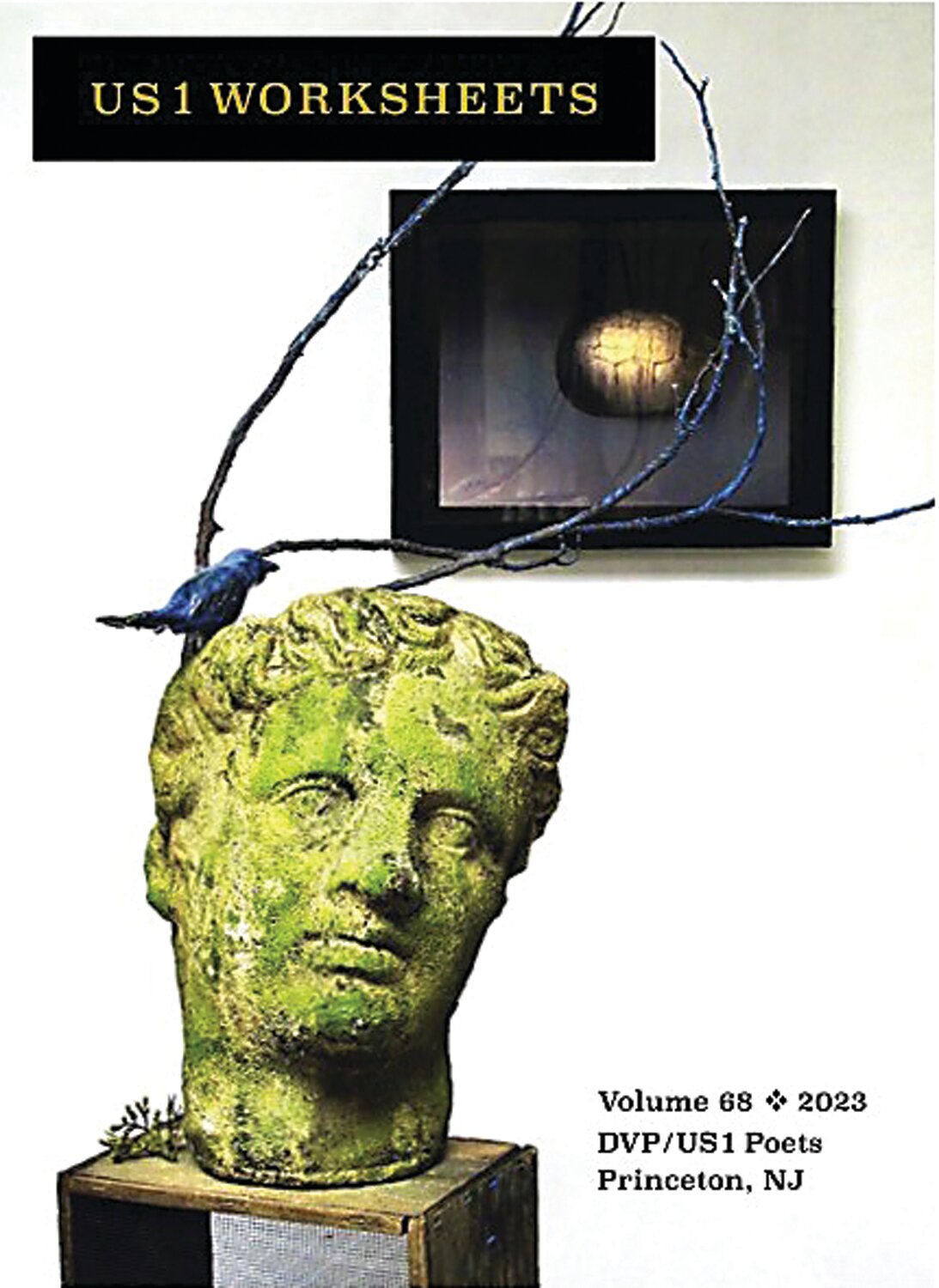 Detail of “Pastorale,” Joy Kreves’ art installation, on the cover of vol. 68, US1 Worksheets, 2023.