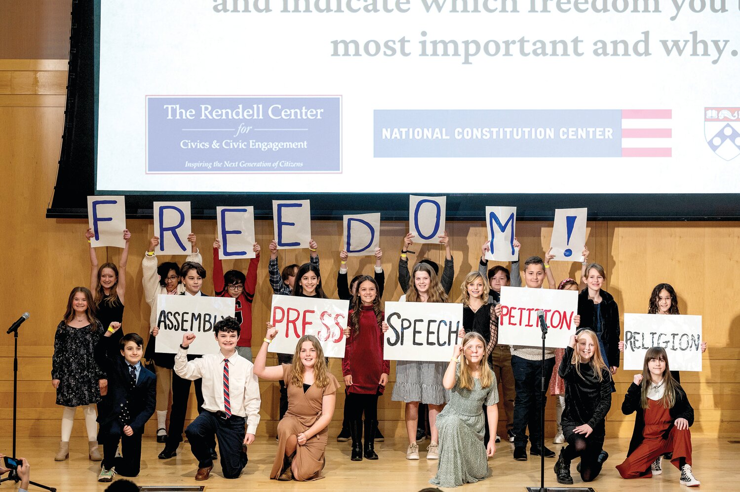 Buckingham Elementy School fifth graders participate in the Rendell Center Citizenship Challenge at the National Constitution Center on Jan. 18.