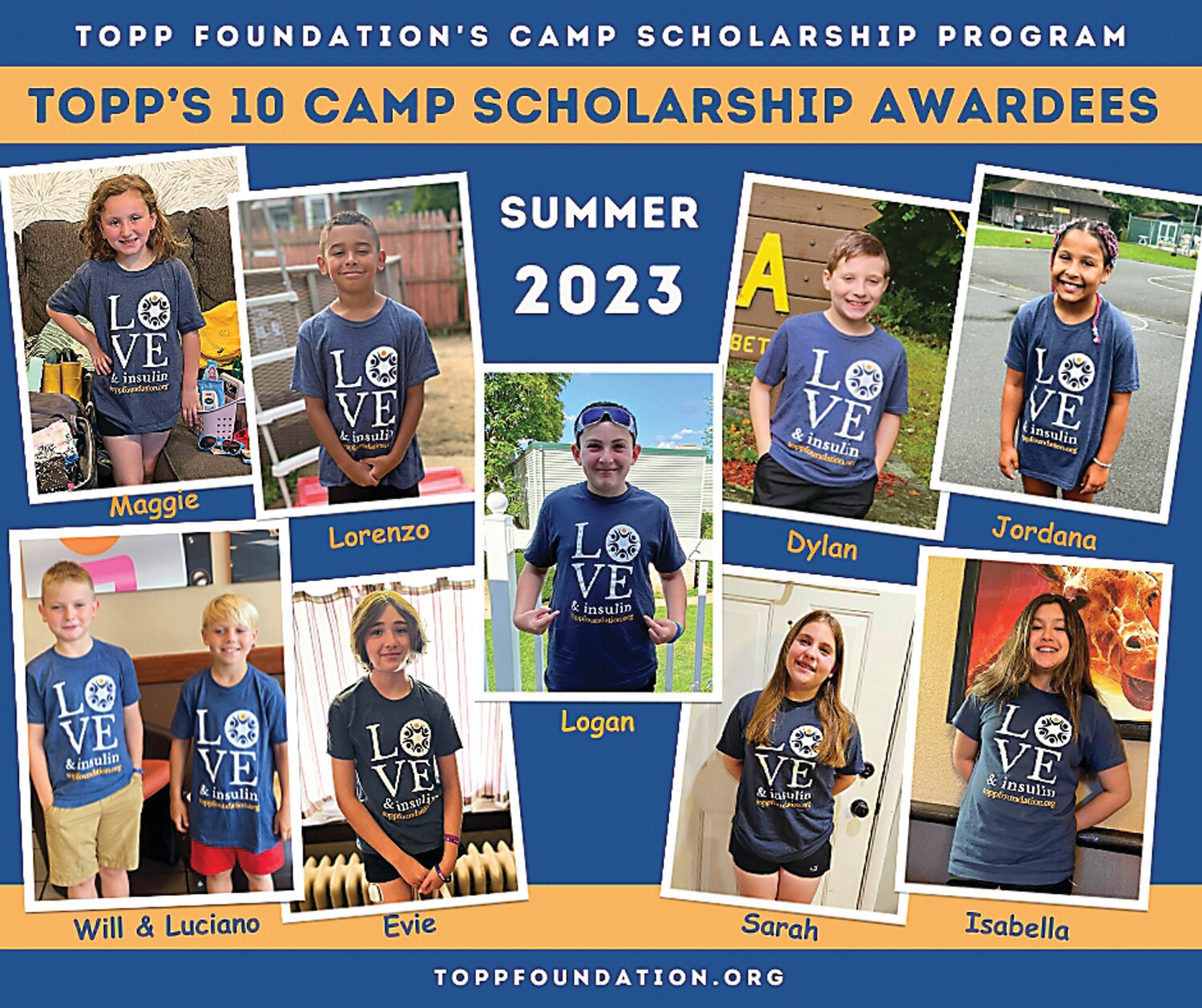 The 2023 TOPP Foundation Camp Scholarship recipients.