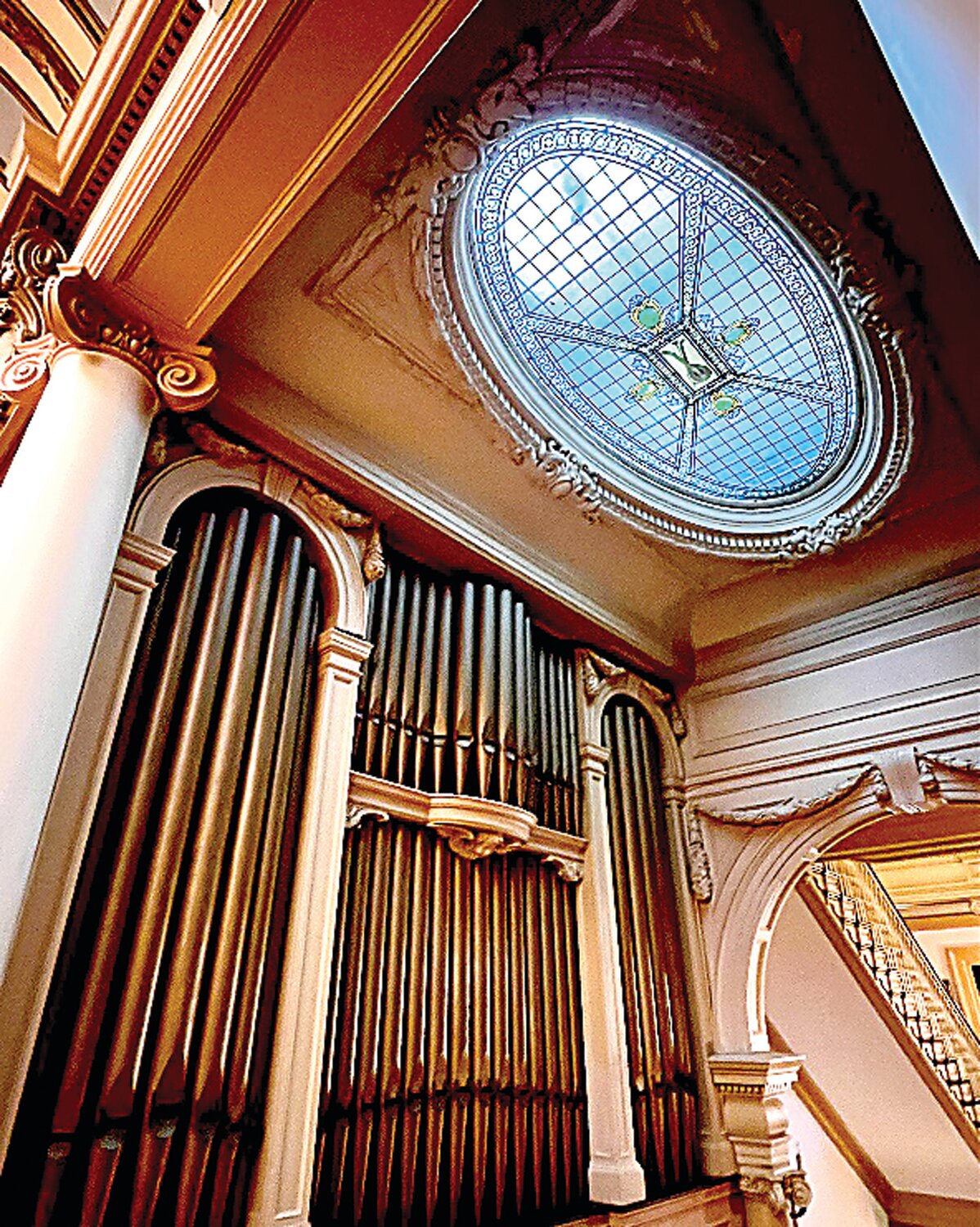 Glen Foerd’s recently restored 122-year-old Haskell pipe organ.