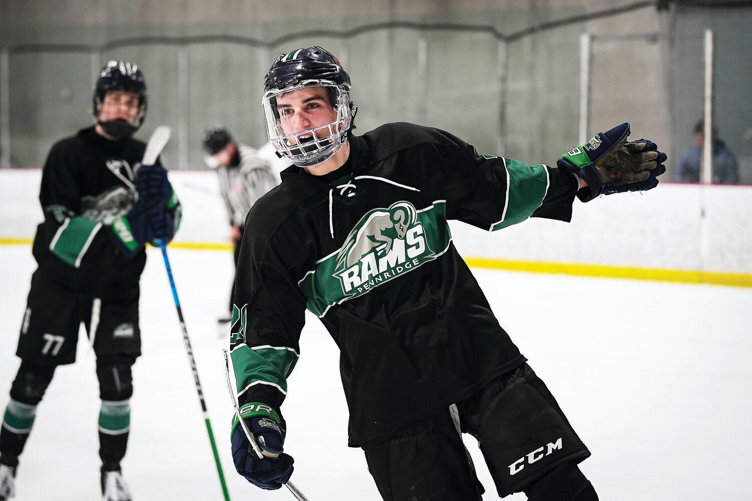 Pennridge’s Kevin Pico after his second period goal, tying the game at 6 apiece.