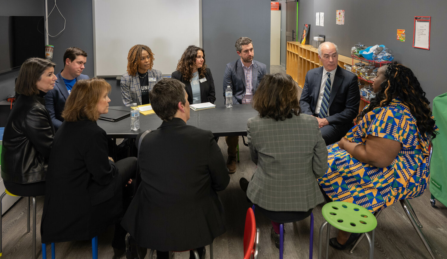 Senator Bob Casey participates in a roundtable discussion with representatives of Children First, United Way, Bucks County Community College and Children of God Early Learning Center during a Feb. 16 visit.