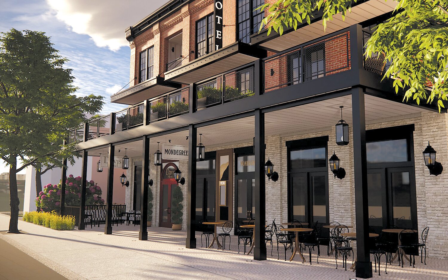 A rendering of the proposed “boutique” hotel and restaurant at the site of the former Doylestown Borough Hall on West Court Street.