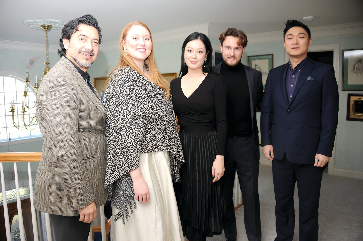Luis Ledesma (baritone), Jenny Anne Flory (mezzo soprano), Manli Deng (soprano), Joshua Berg (tenor) and Nan Wang (bass baritone).