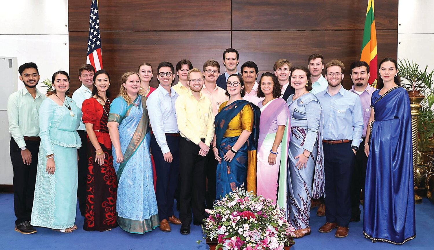 Tresier Mihalik, fifth from left, is one of 20 Peace Corps volunteers who will spend the next two years in Sri Lanka.