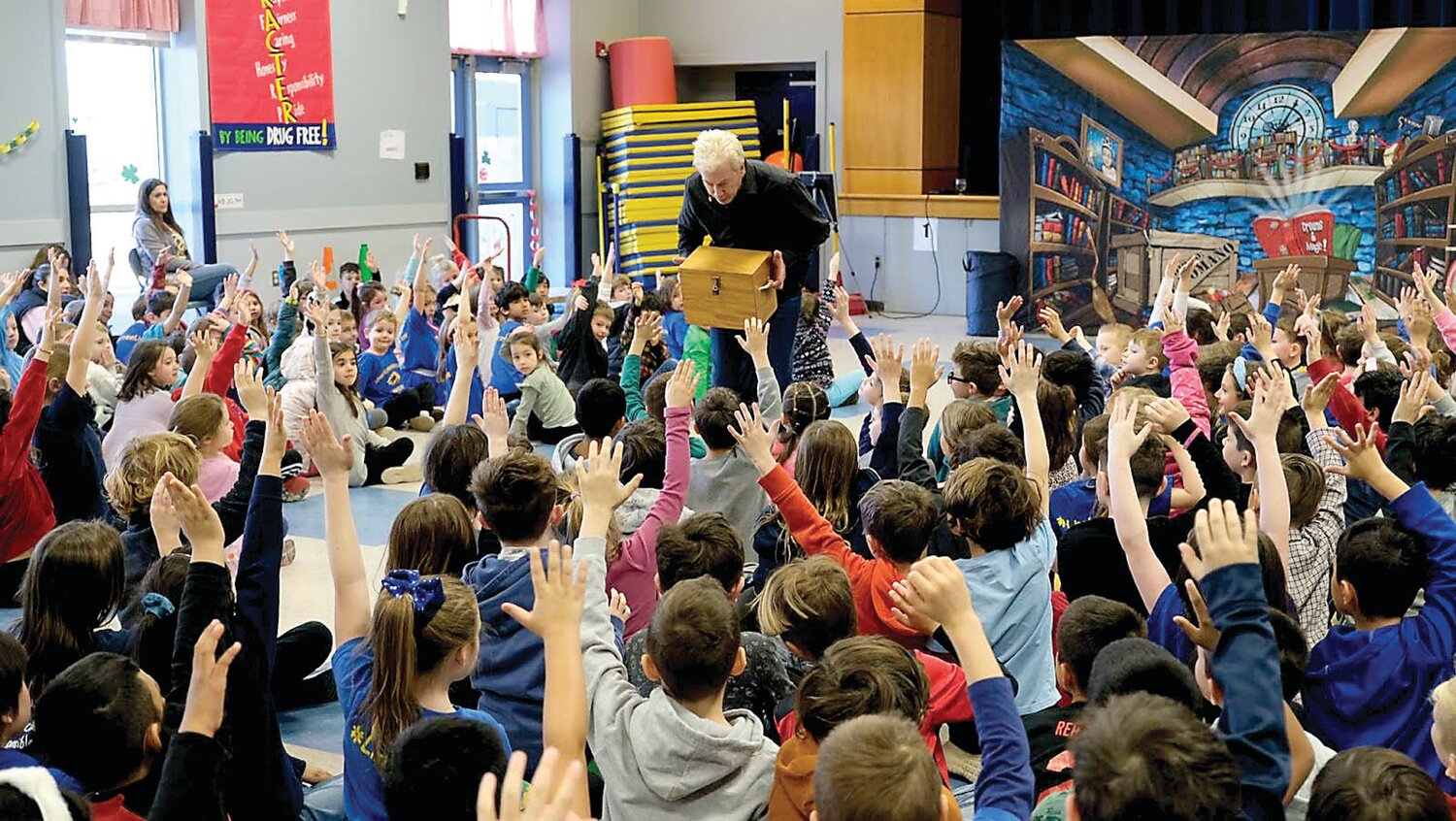 Elementary students from New Hope-Solebury School District participated in an interactive assembly titled “Books: The Magic Is Real with Joe Romano.” Romano used humor and magic tricks to highlight the plots and characters of famous children’s books, such as “Harry Potter,” “Diary of a Wimpy Kid” and “Holes.”