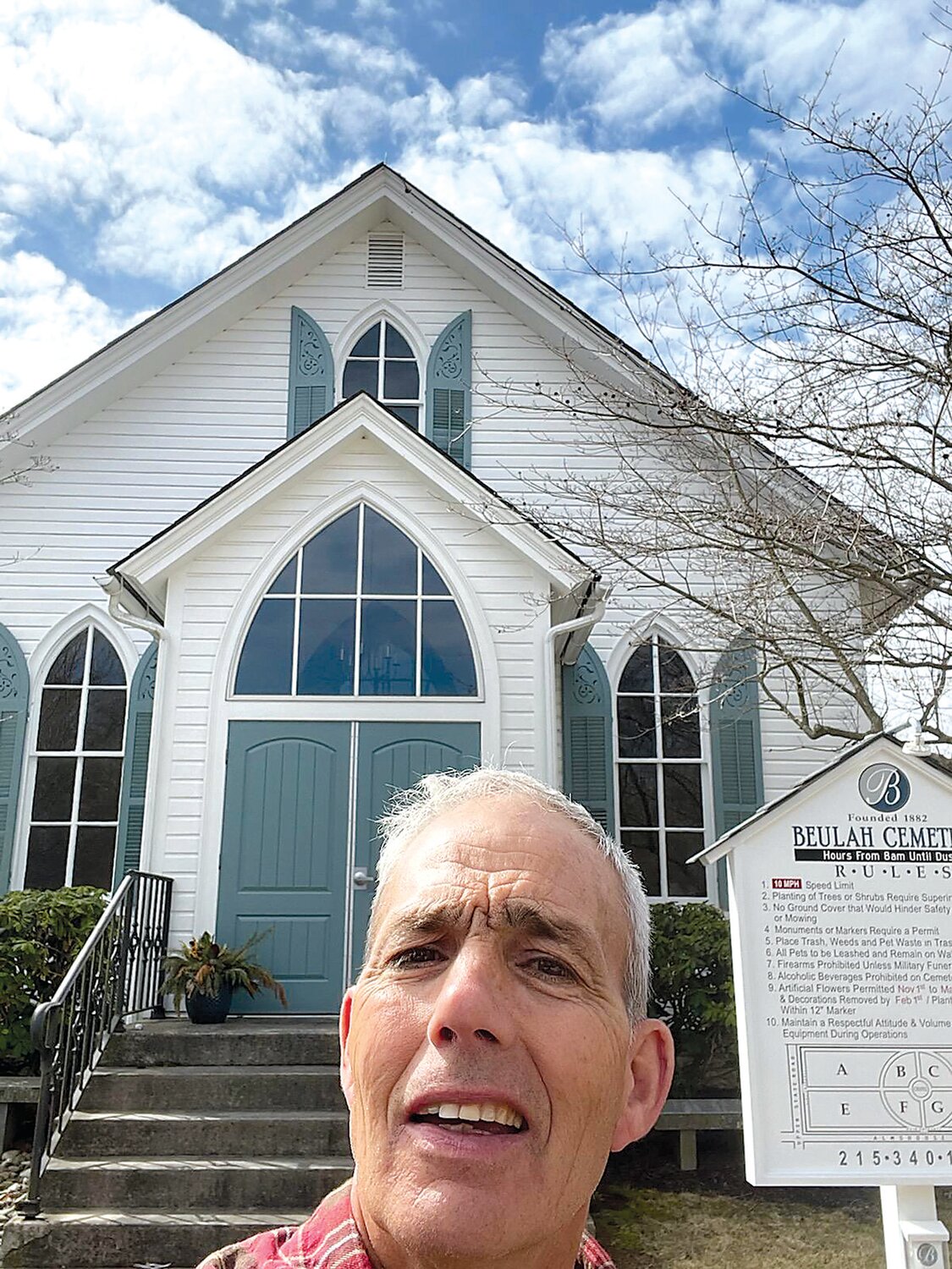 Jeff Bryan in front of Beulah Chapel.