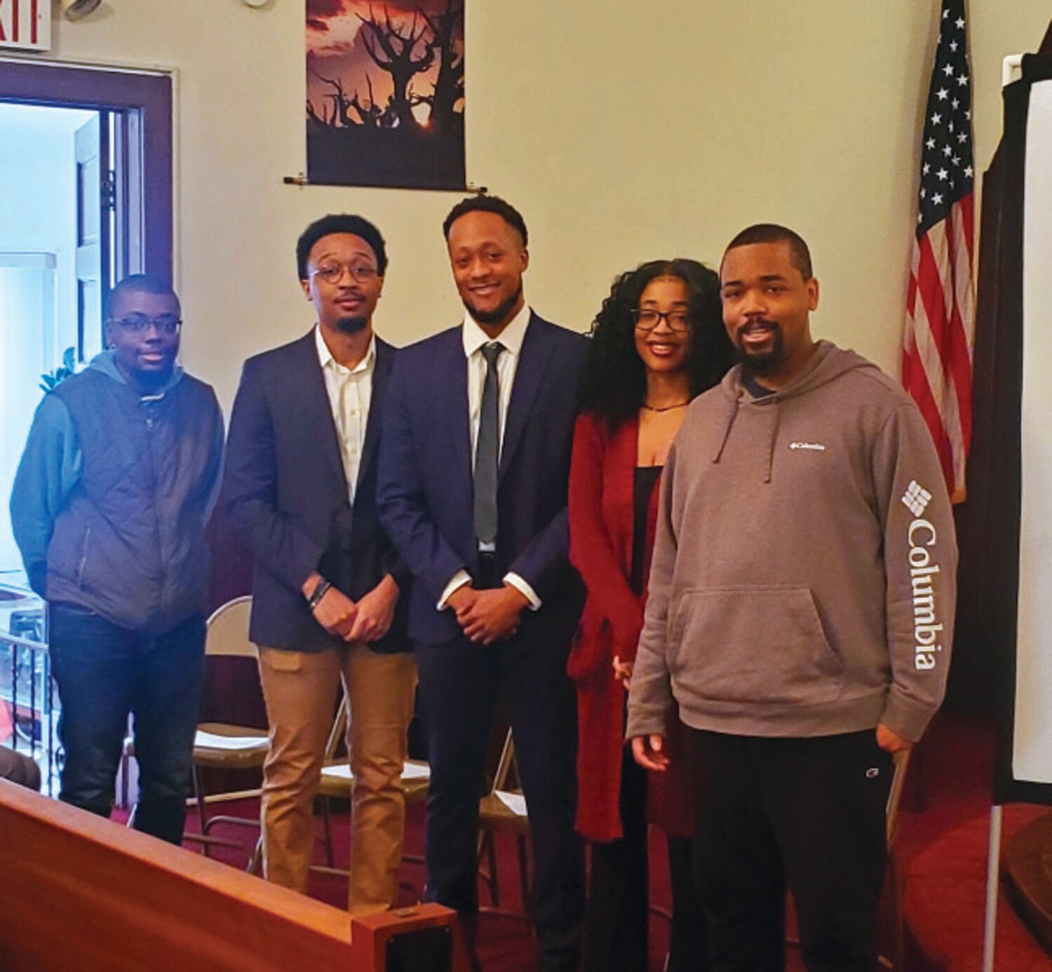 Members of the church’s youth group presented a slide history of Bethlehem AME Church. From left are, Tony Clark, Dante Herder, Avery Herder, Brianna Herder, and David Clark.