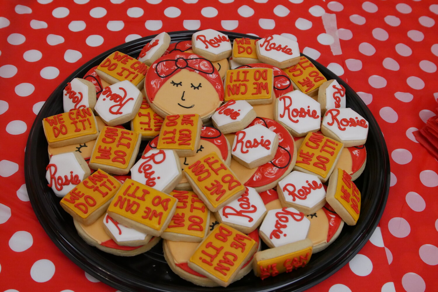 Cookies served at the DHS event were in keeping with the Rosie the Riveter theme.