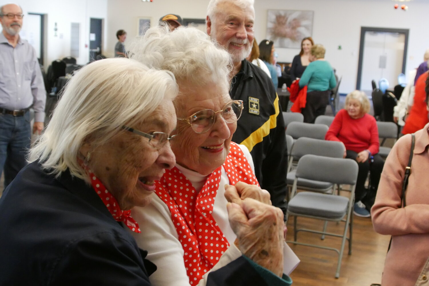 Rita Colella, whose 102nd birthday is in April, and Mae Krier, 98, are original Rosie the Riveters.