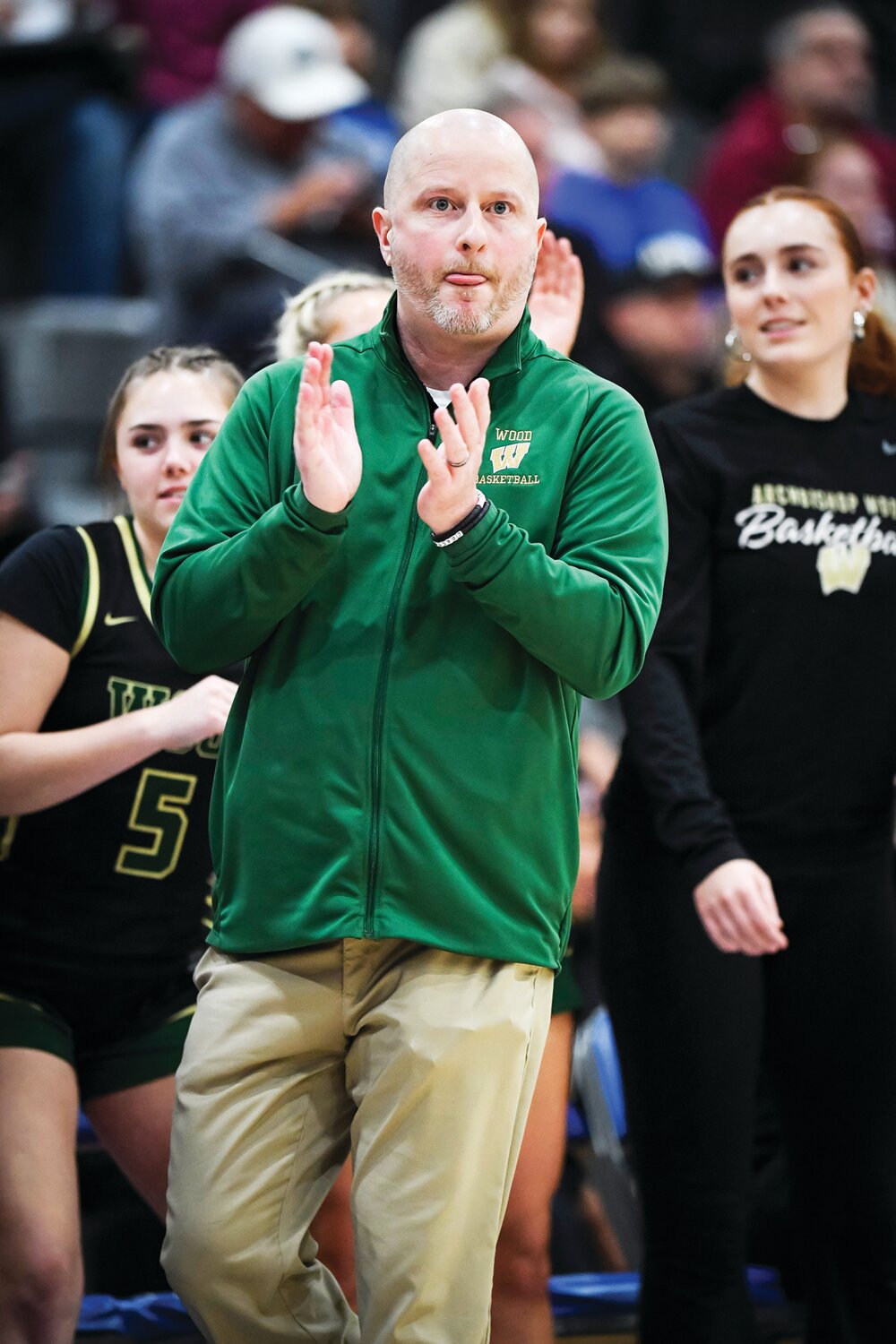 Archbishop Wood head coach Mike McDonald during the third quarter run that opened the Vikings’ lead up to 20 points.