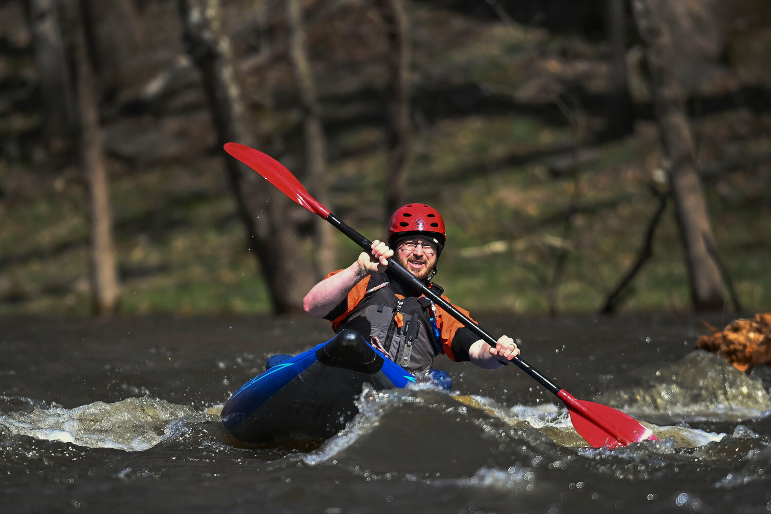 Kayaker Ted Koslowsky of Philadelphia rips through some of the currents.