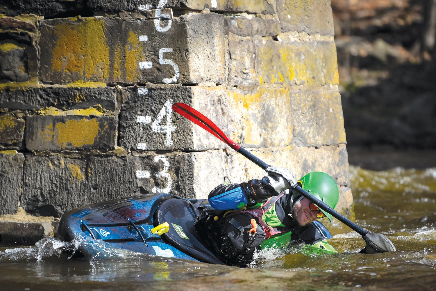 A kayaker tests out his wet suit Saturday afternoon.