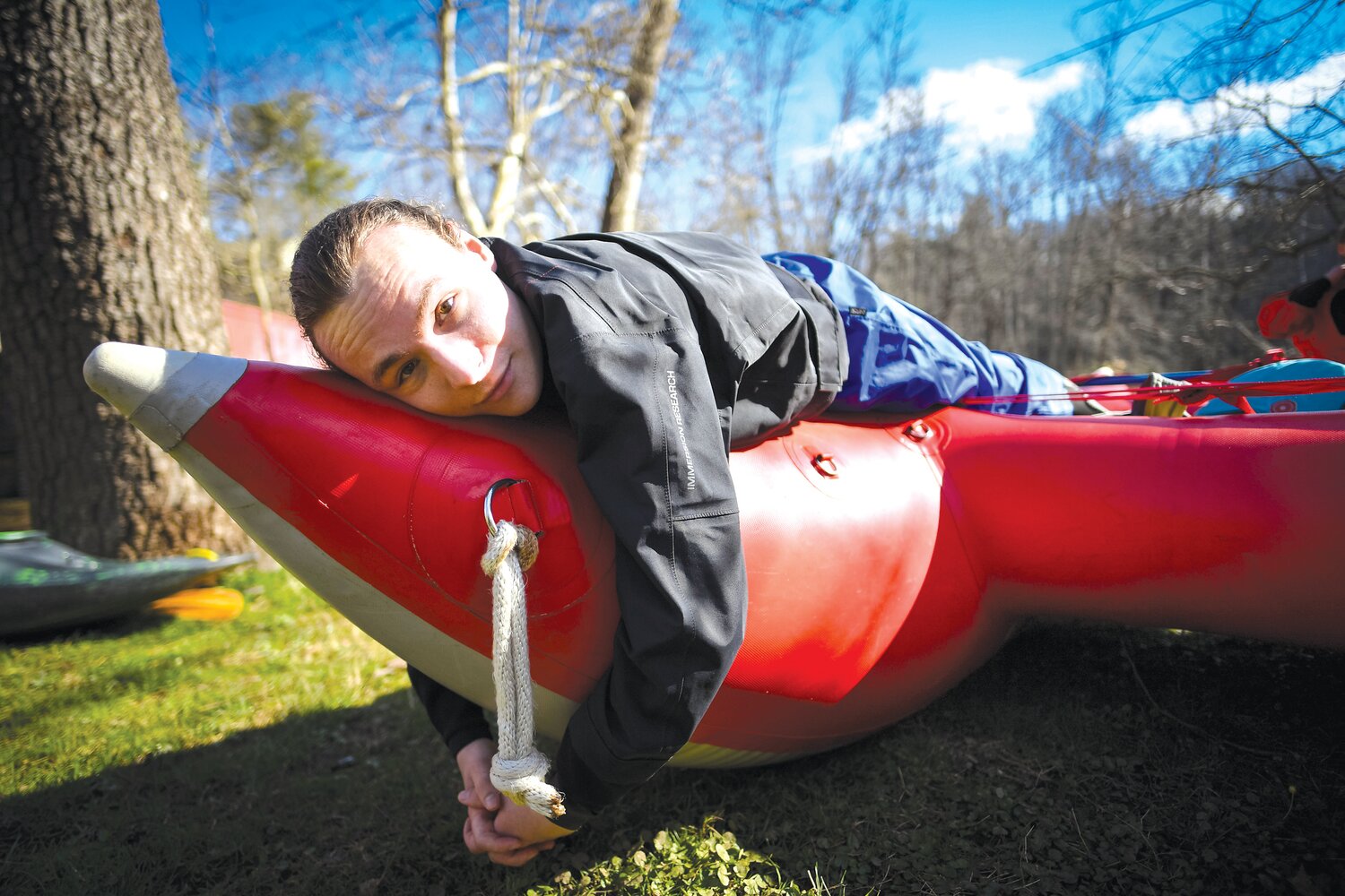 Evan Geissler relaxes before heading out on the water Saturday.