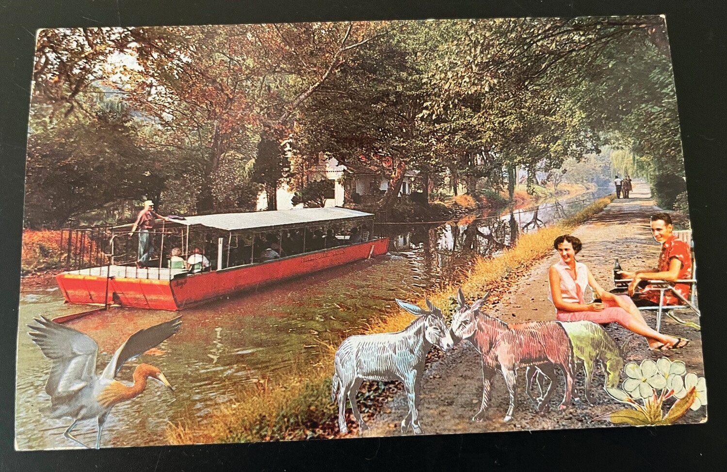 One of Kathy Brown’s postcards is a decoupage scene of the Delaware Canal.