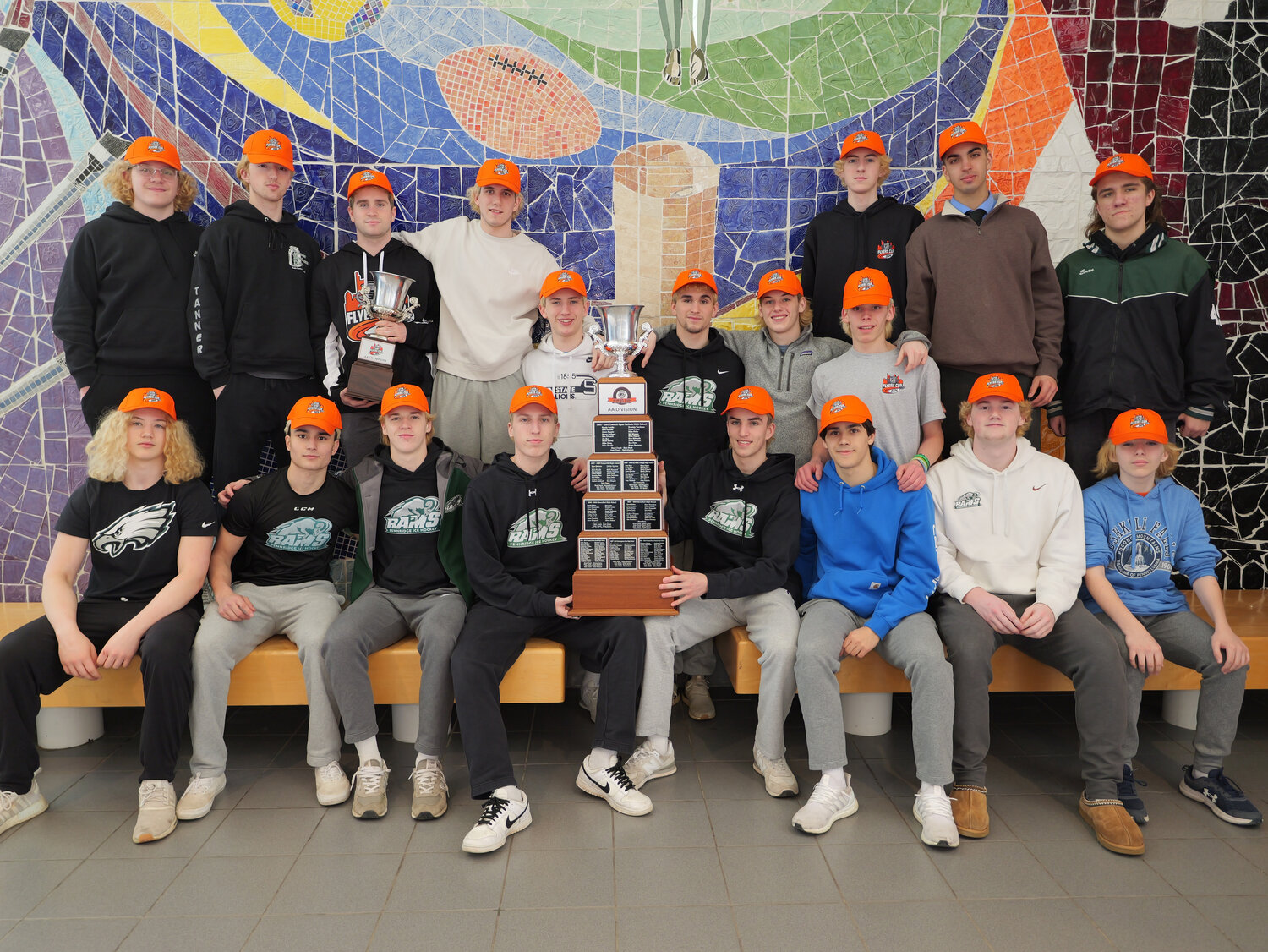 The Pennridge ice hockey team with the Flyers Cup.