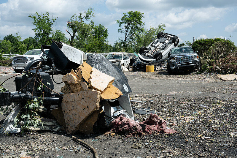 A tornado tore through Bensalem in August 2020. It was one of the scenes that the Bucks County Board of Commissioners showed during a press conference announcing a lawsuit against oil companies they claim have contributed to climate change.
