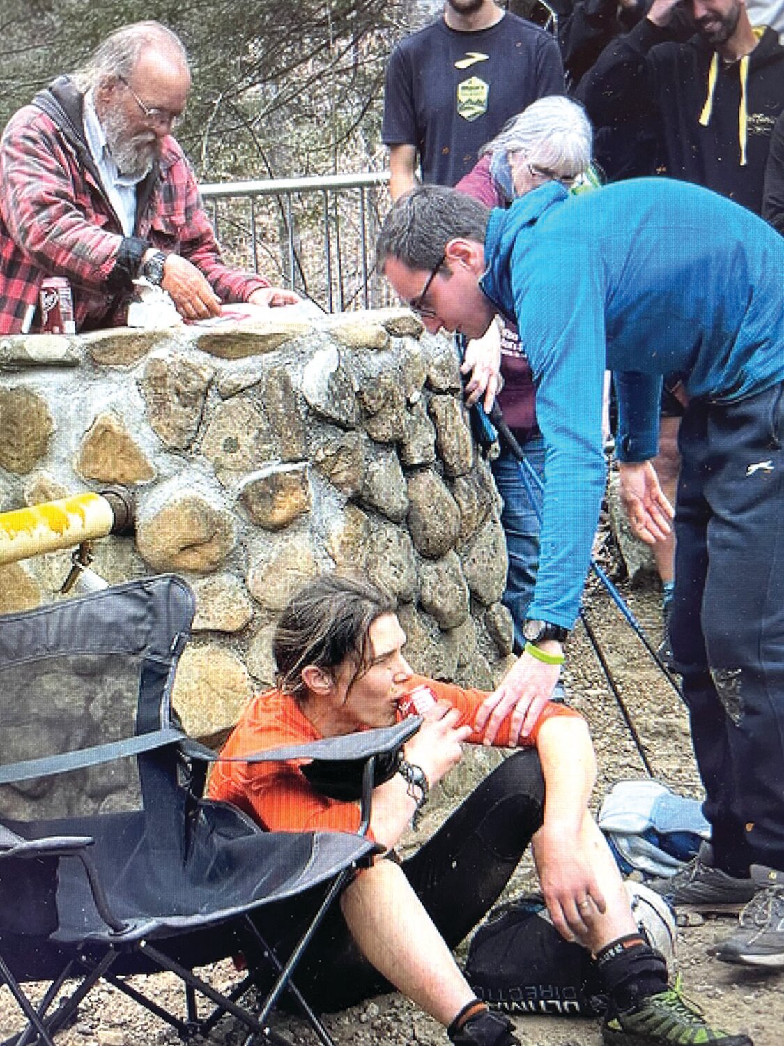 Jasmin Paris of Great Britain recovers just after becoming the first female runner to ever complete the 100-mile Barkley Marathons under the 60-hour time limit last Friday.