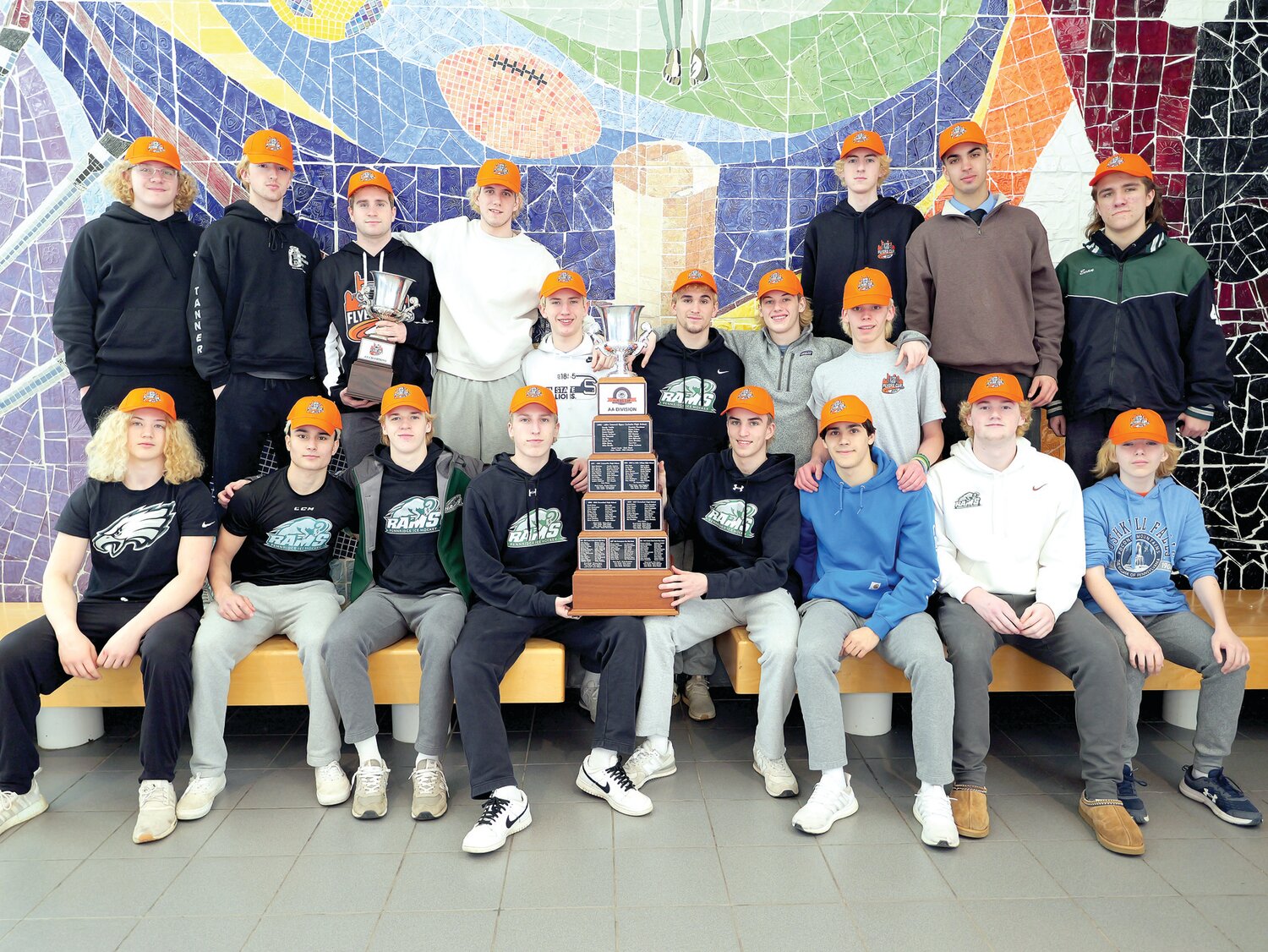 The Pennridge ice hockey team with the Flyers Cup.