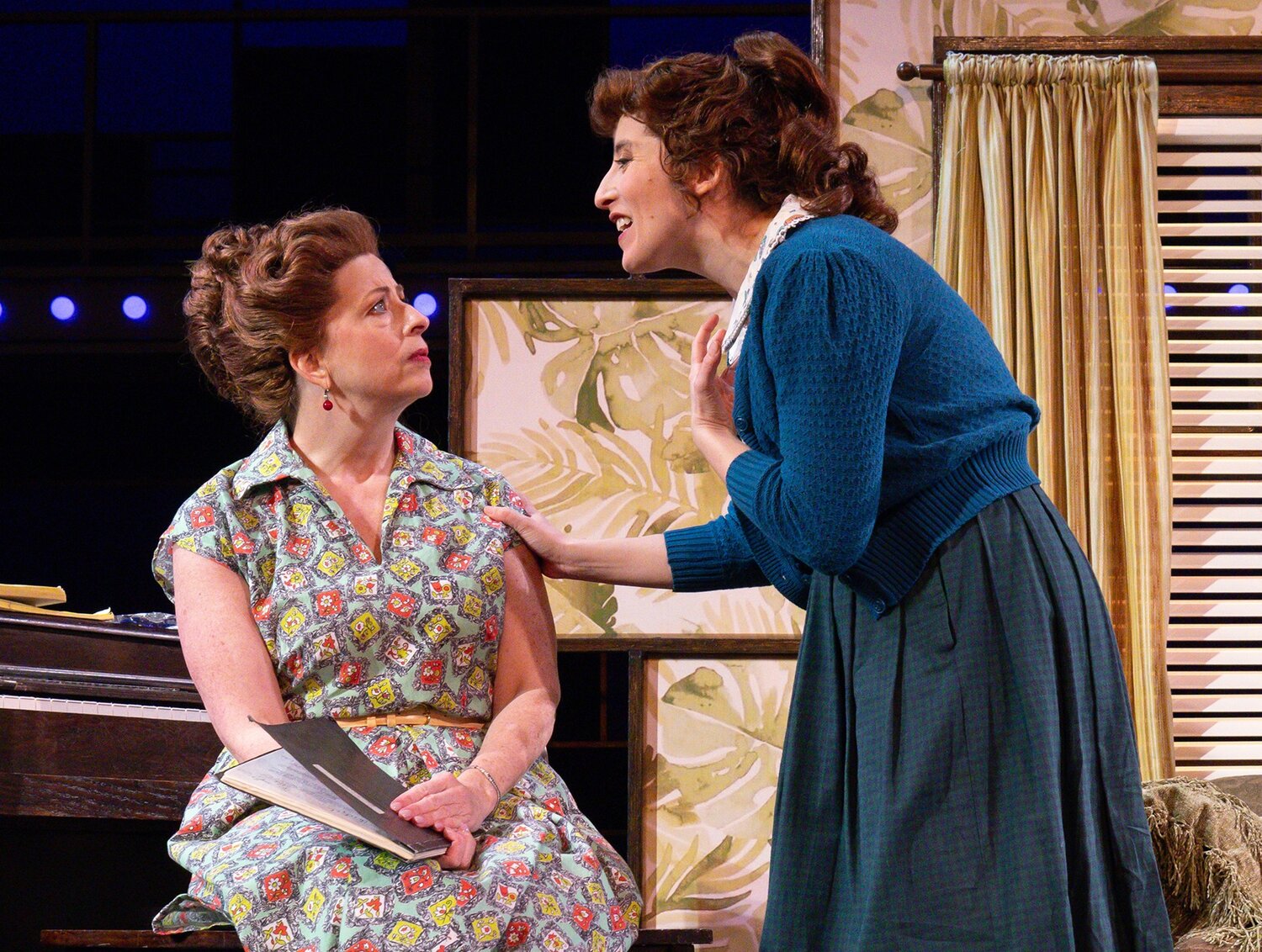Council Rock product Sabrina Profitt, left, as Genie Klein, works with Sara Sheperd as Carole King in “Beautiful — The Carole King Story” in April at the Walnut Street Theatre in Philadelphia.
