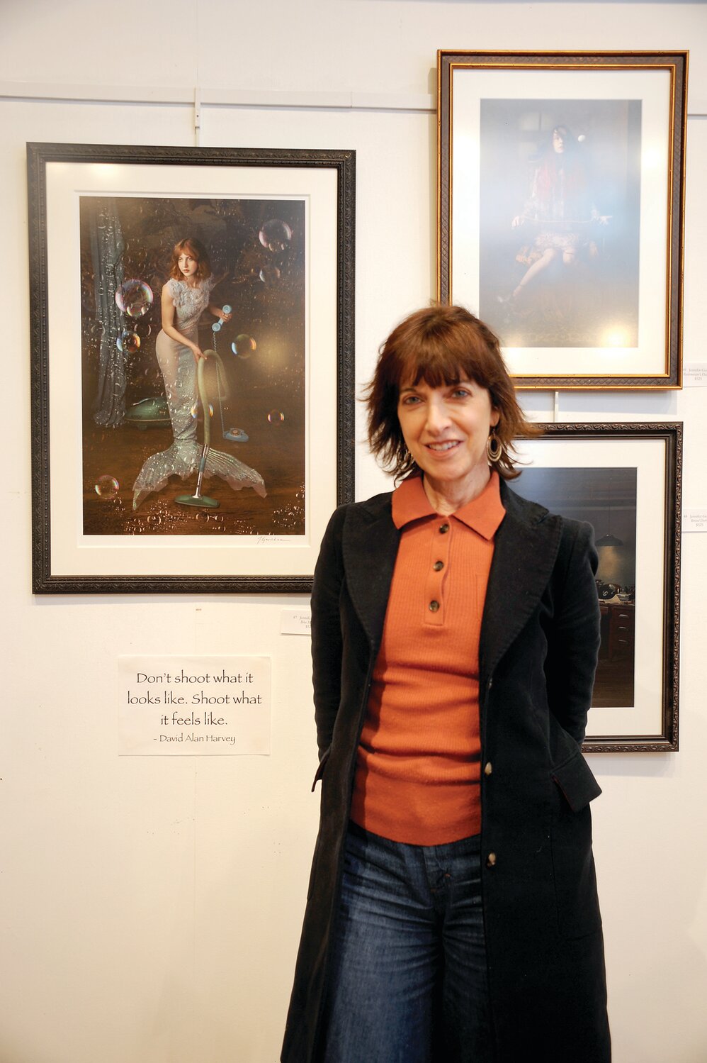 Jennifer Gershon in front of her three photographs that took the Best Body of Work award.