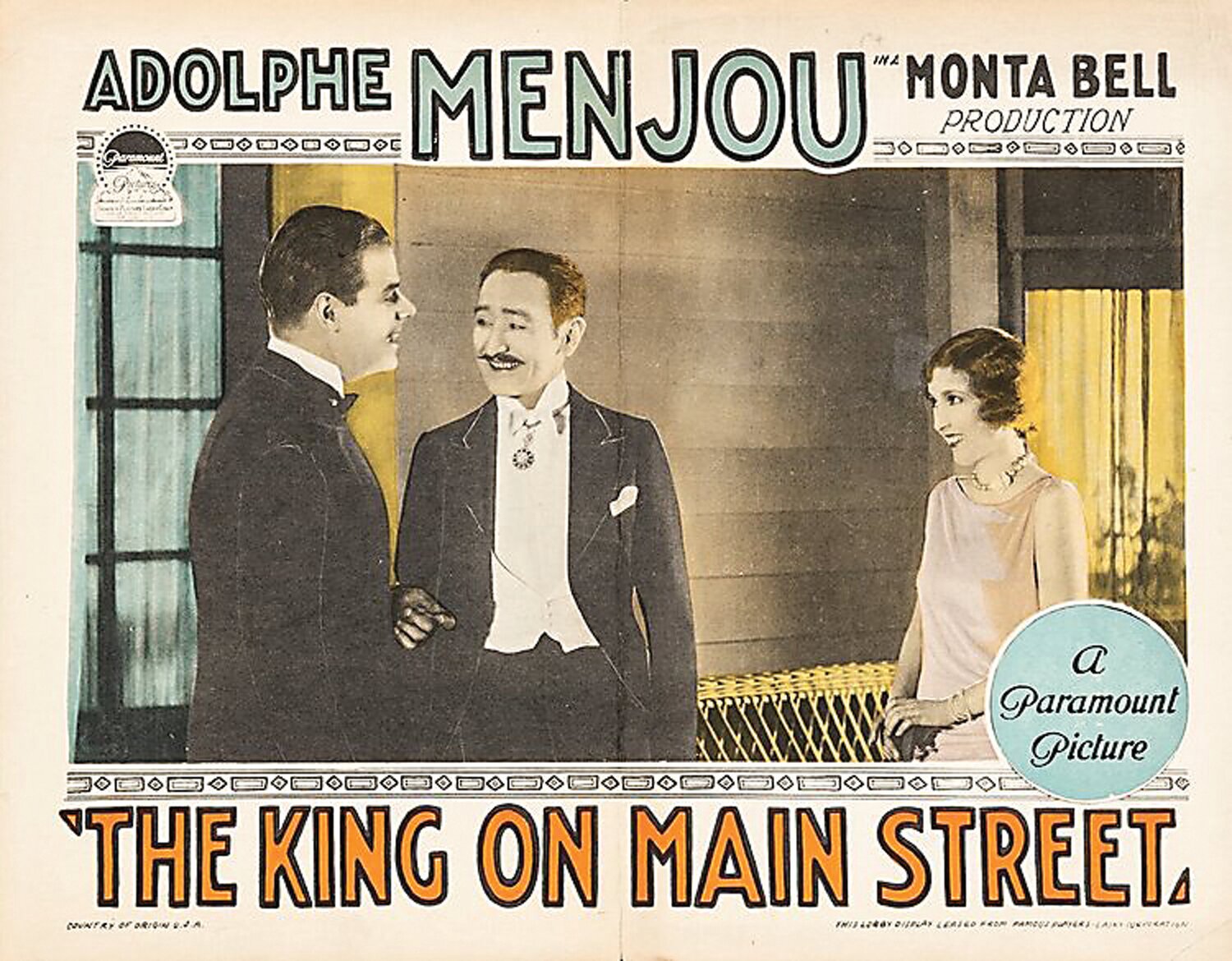 “The King on Main Street,” advertised on A Paramount Picture poster, will be screened along with live pipe organ improvisation at Glen Foerd.