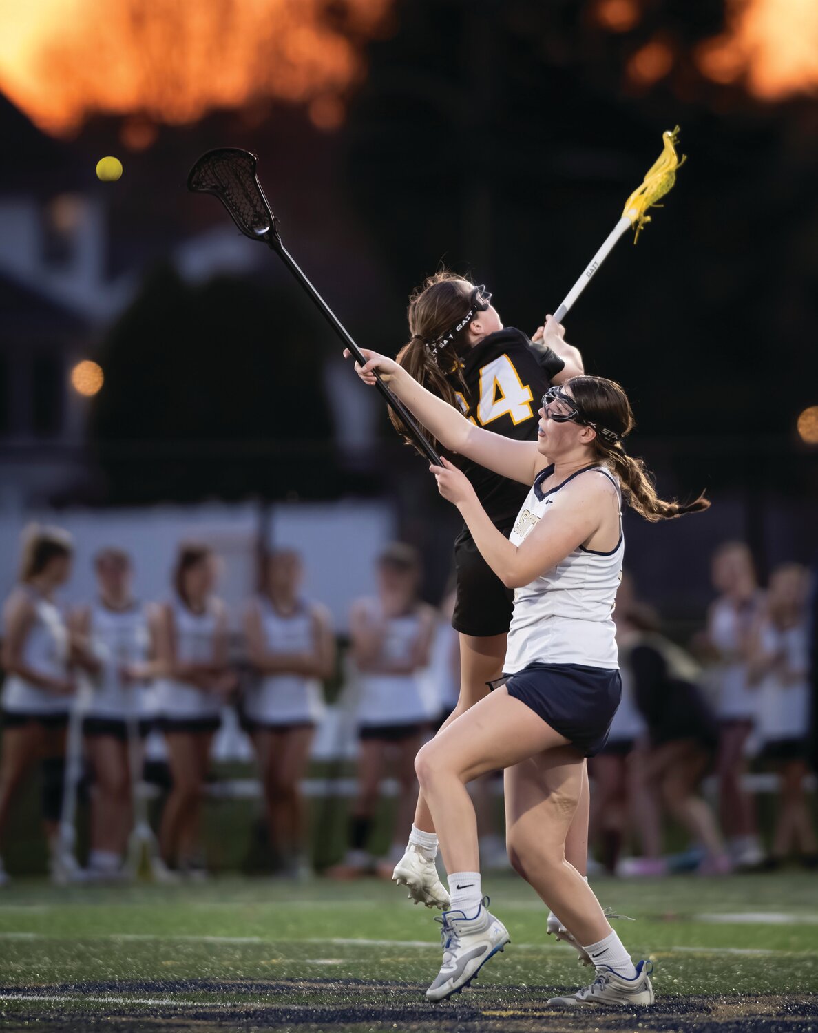 Council Rock South’s Cam Brundage wins a faceoff over Central Bucks West’s Olivia Barrett during the third quarter.