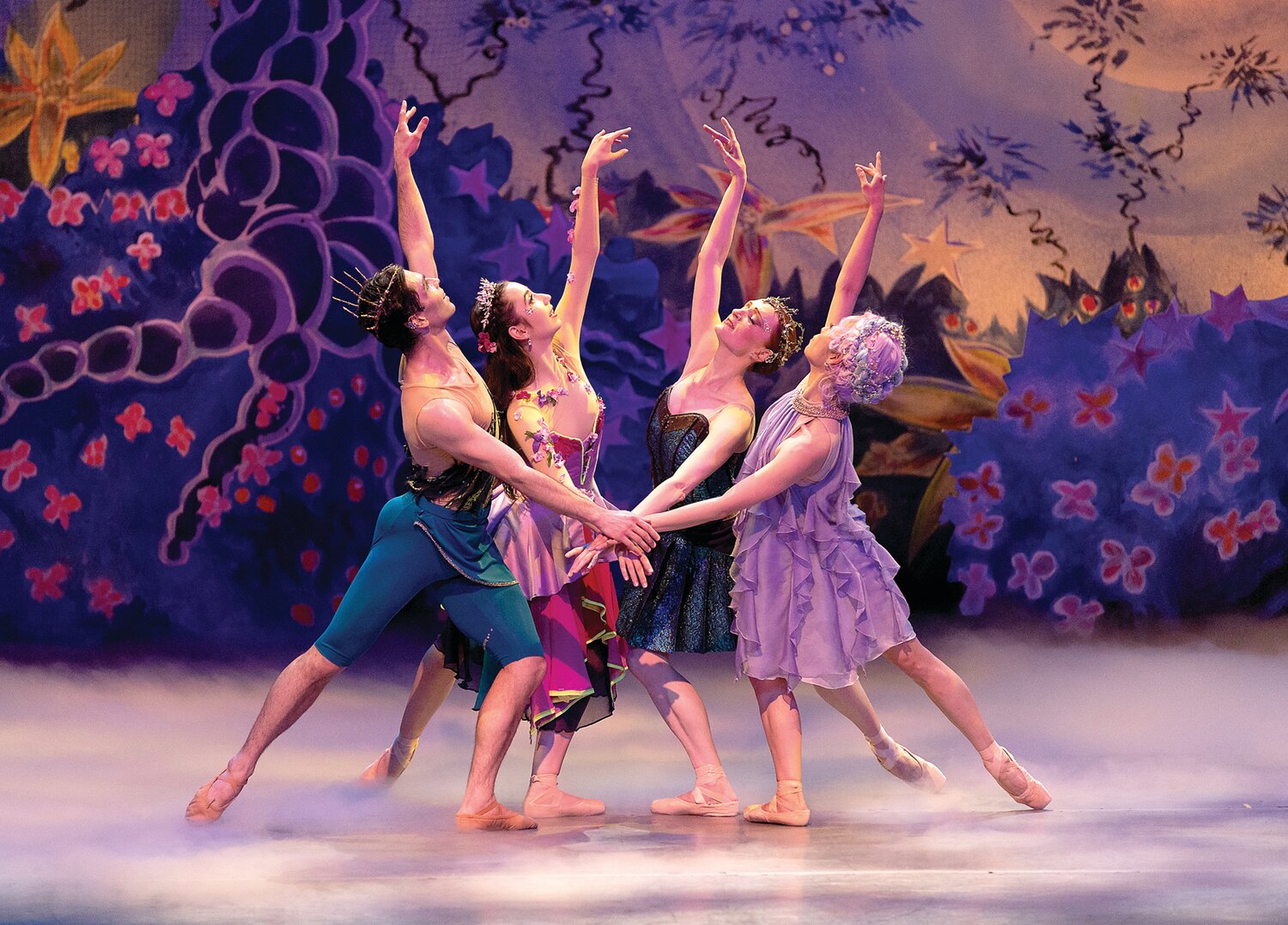Dancers from the 2022 premiere of Ethan Stiefel’s “A Midsummer Night’s Dream” are, from left, Aldeir Monteiro, Clara Pevel, Gillian Murphy and Nanako Yamamoto.
