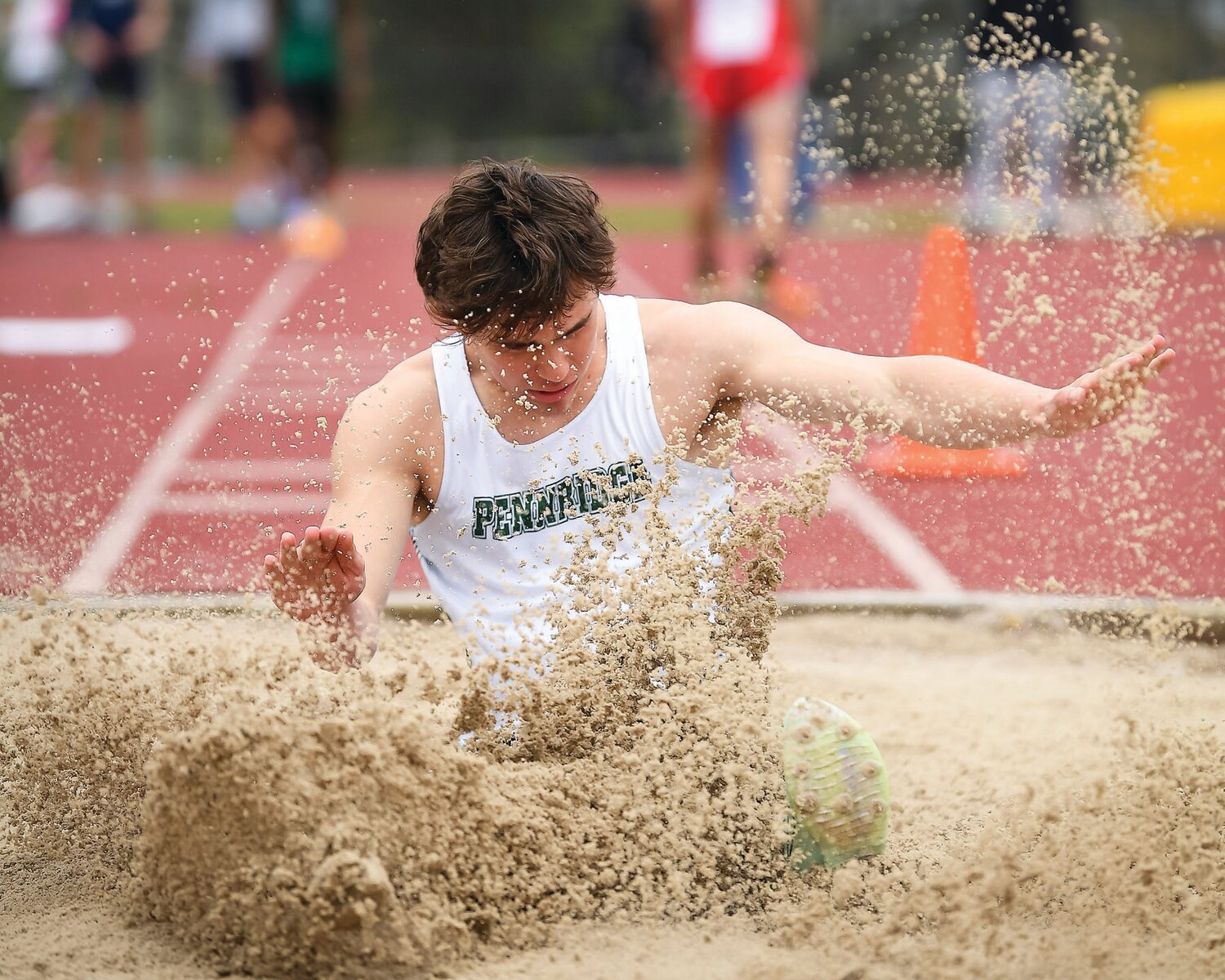 Pennridge’s Chase Marshall cleared 20 feet, 9 inches while placing first in the long jump.