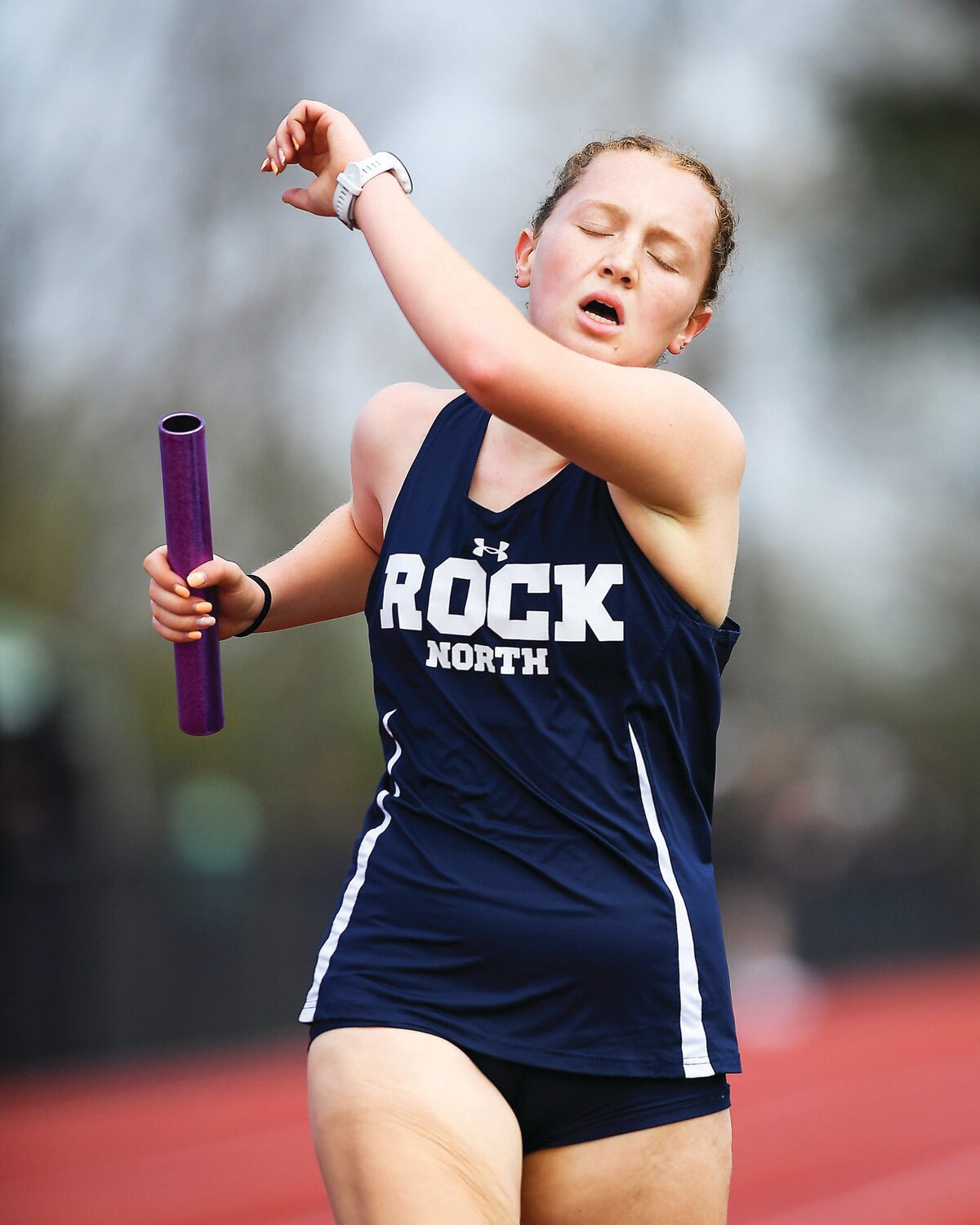 Council Rock North’s Hannah Speert after finishing the girls 4x1,600.