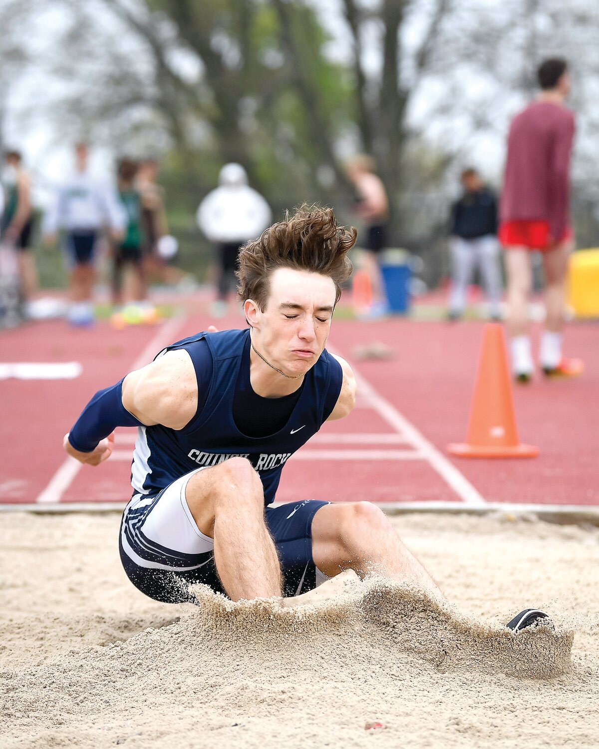 CR North’s Brady Pae after jumping 18 feet in the boys long jump