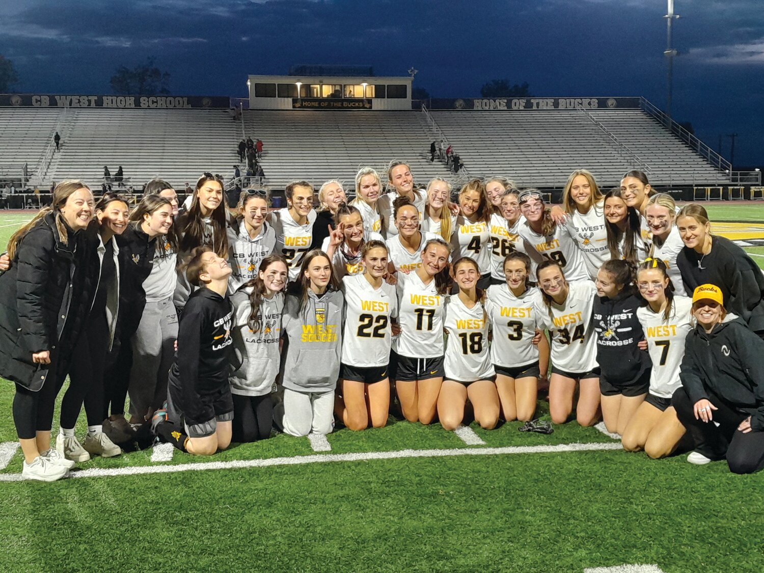 The Central Bucks West girls lacrosse team topped rival Central Bucks East 16-3 Tuesday night for its fourth consecutive win.