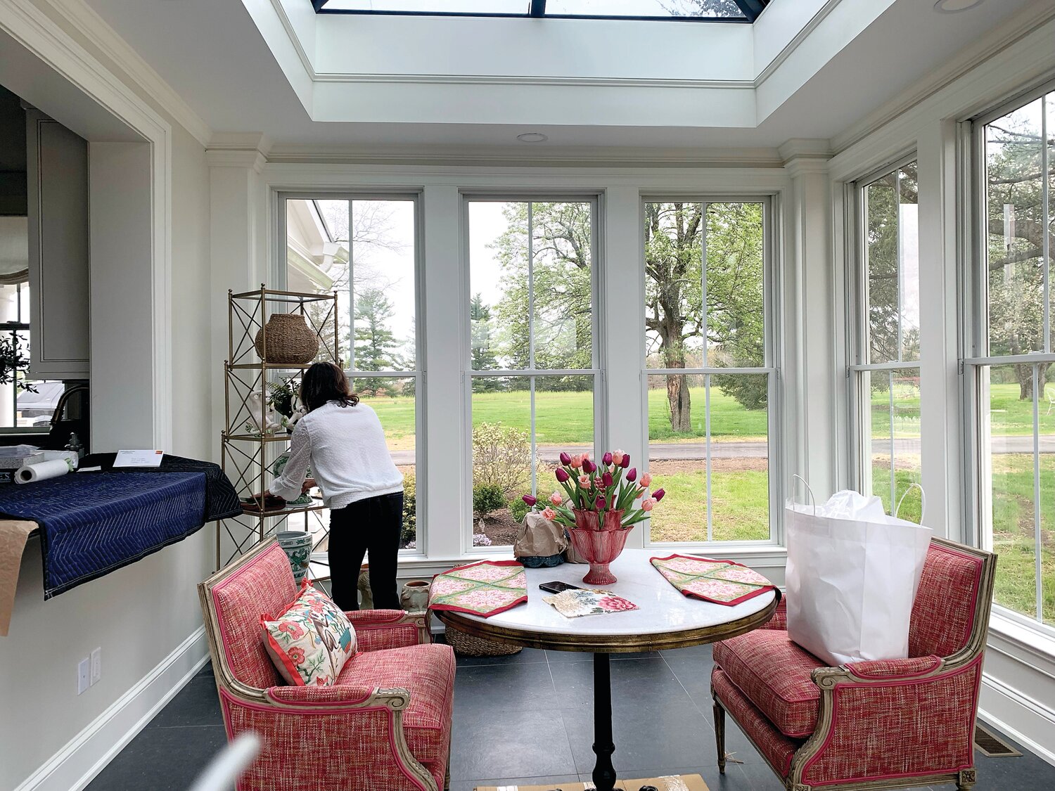 The conservatory at Sycamore Lane Farm in Hilltown gets a bit of staging ahead of the April 28 start of the 2024 Bucks County Designer House & Gardens showcase.