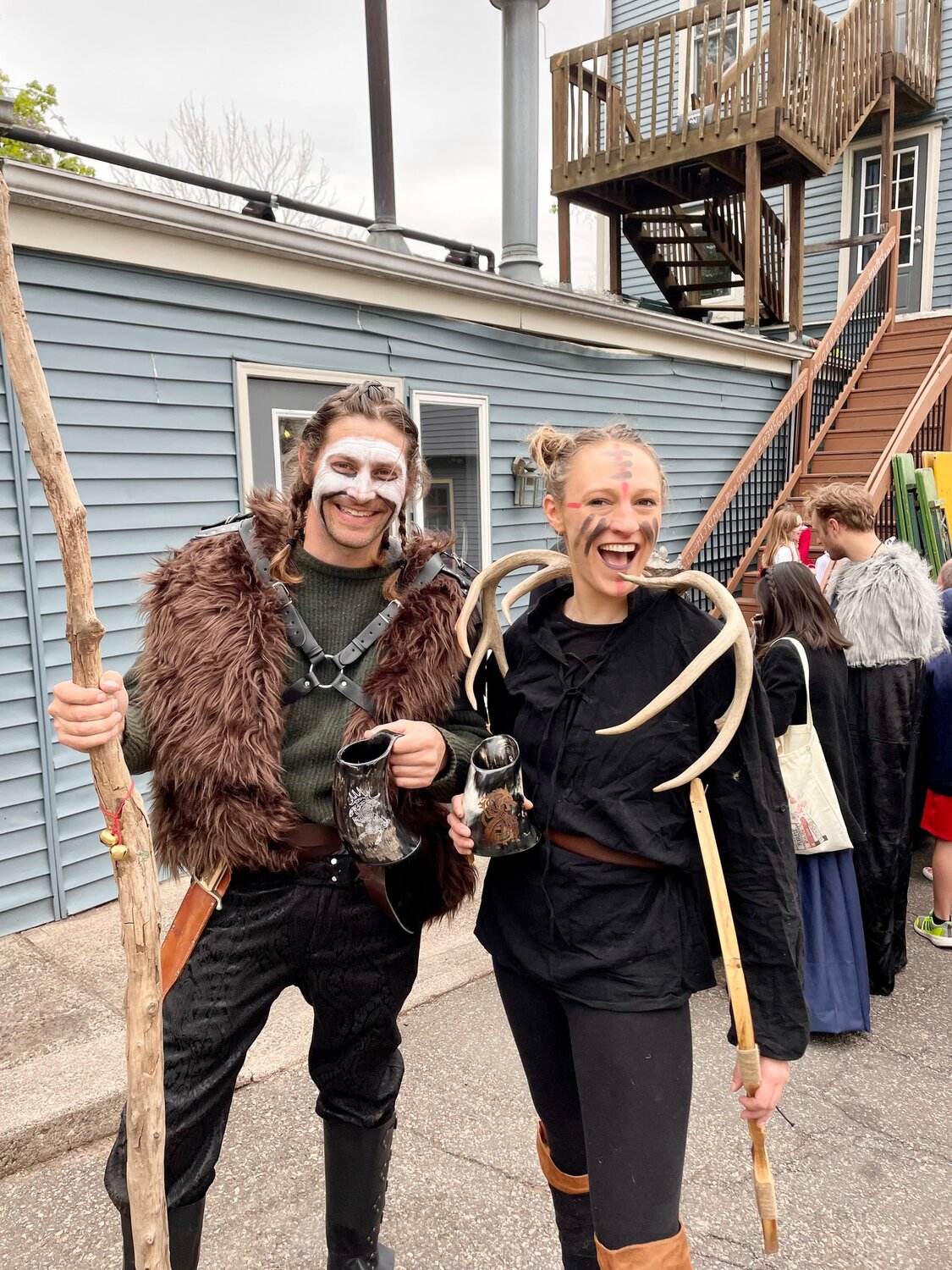 Anthony and Clare were in the Viking spirit.